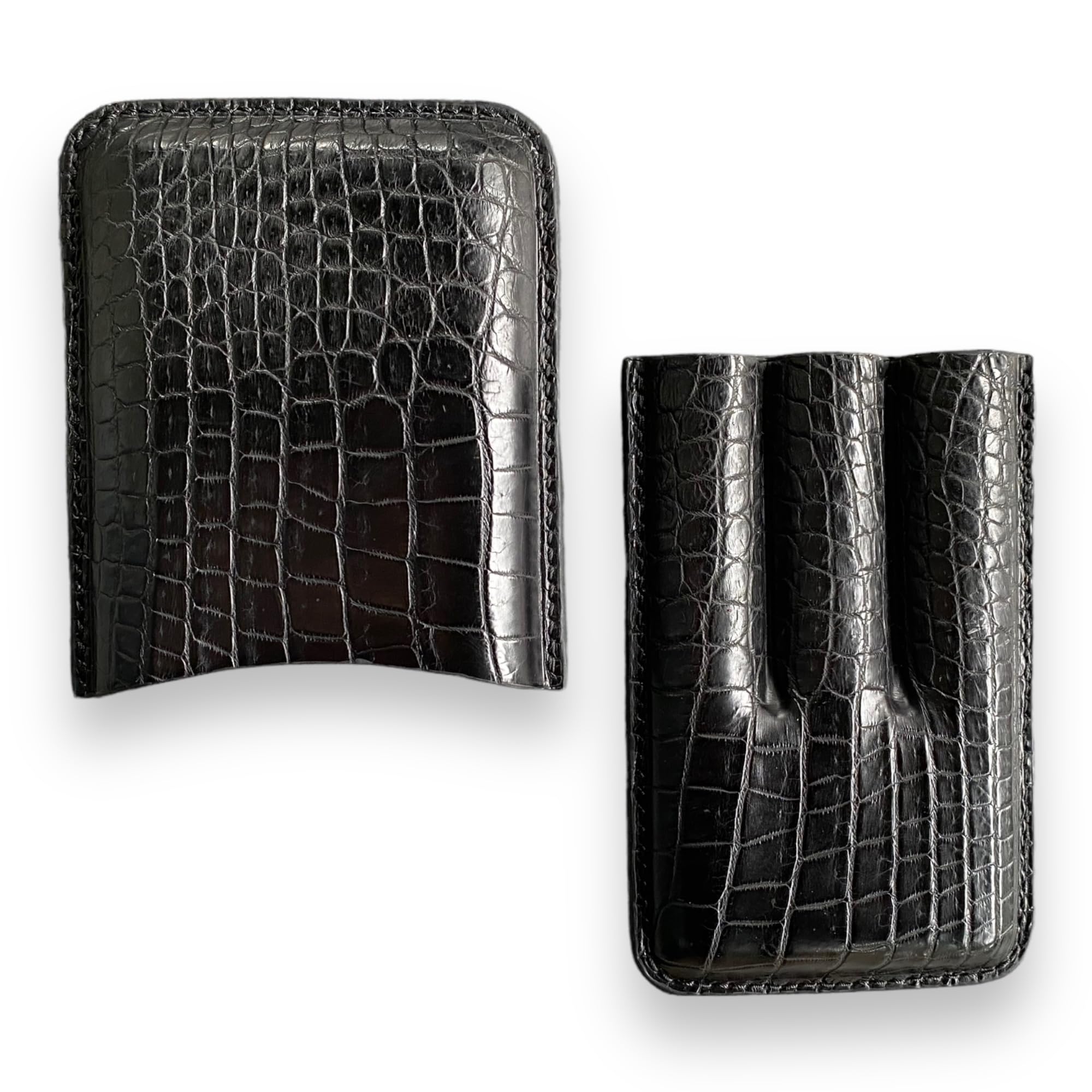 Premium Handmade Black Genuine Alligator Leather Cigar Case - Luxury Cigar Humidor for 2-3 Cigars - Elegant Cigar Cover & Travel Tube Protector - Perfect Gift for Dad, Him & Cigar Enthusiasts (Great for Weddings, Business Gifts & Collector's Display)