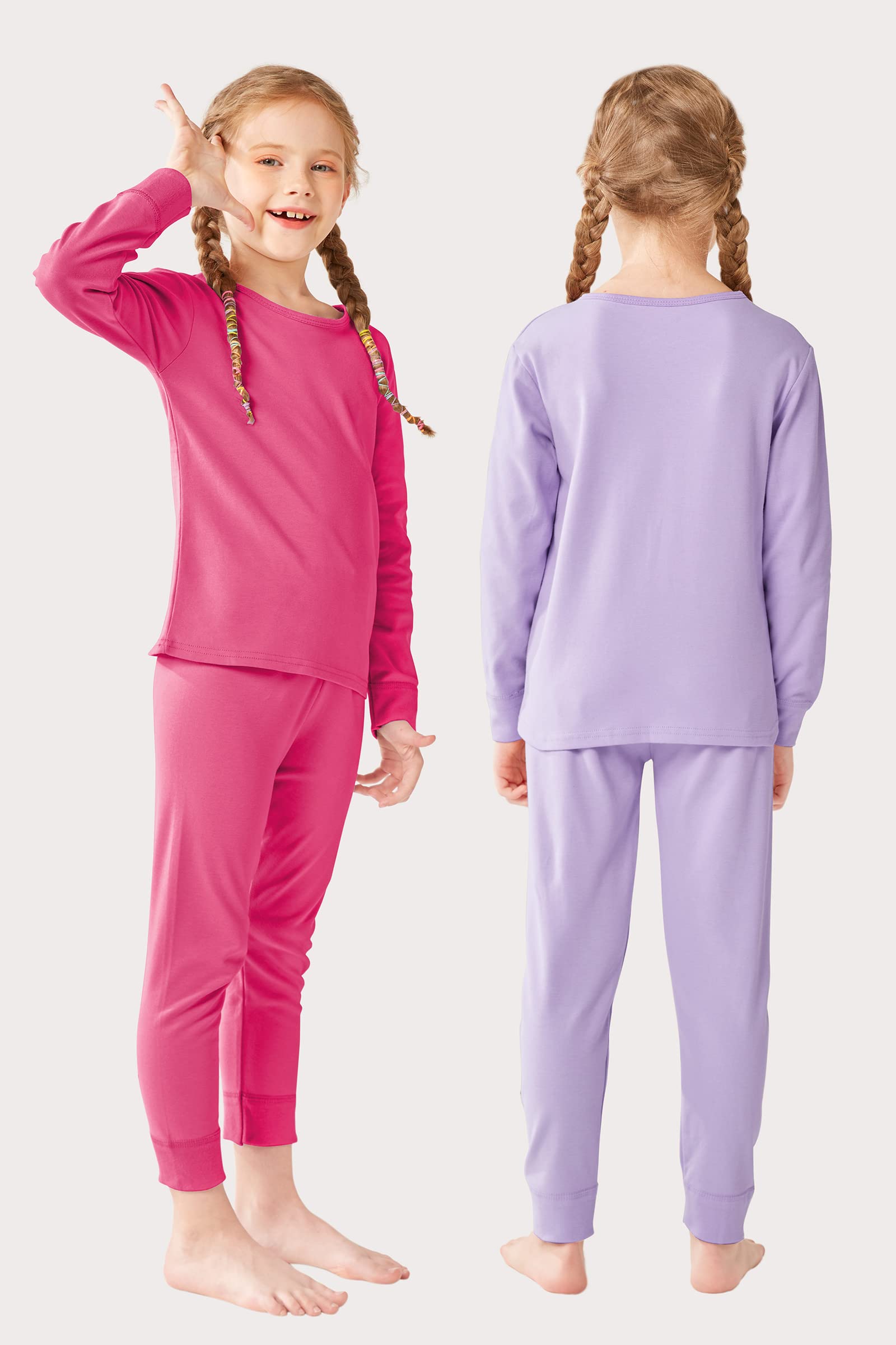 Resinta Girls Cotton Thermal Underwear Set - Toddler Long Johns Winter Base Layer Top & Bottom - Warm Kids Thermal Wear for Cold Weather, Snow Play & Winter Outdoor Activities