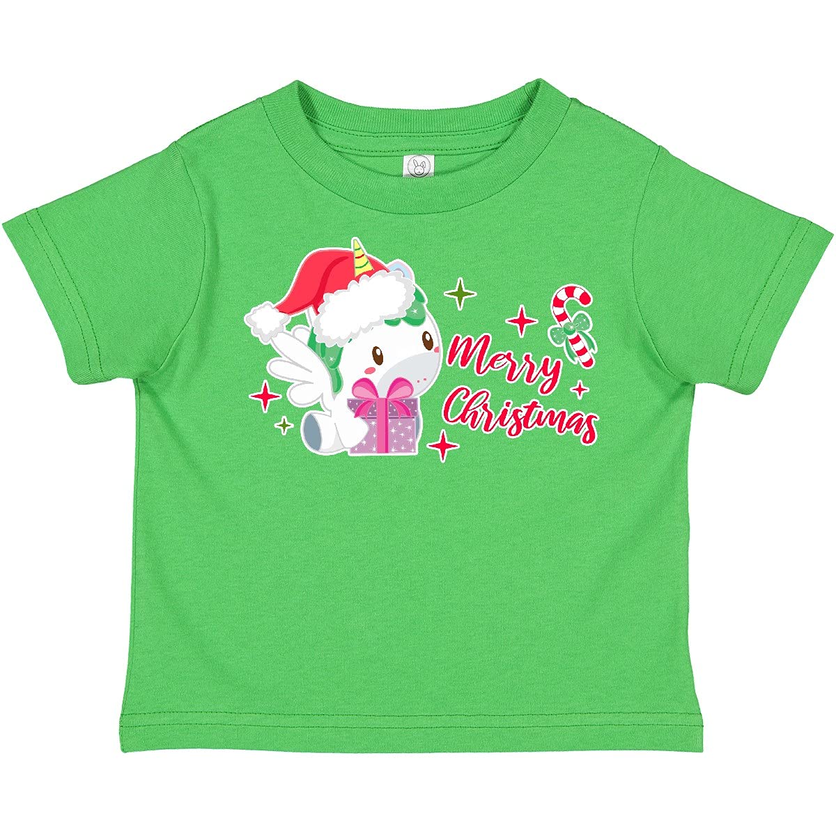 Inktastic Merry Christmas with Alicorn & Candy Cane Toddler T-Shirt - Cute Holiday Outfit for Kids Christmas Party & Family Photos
