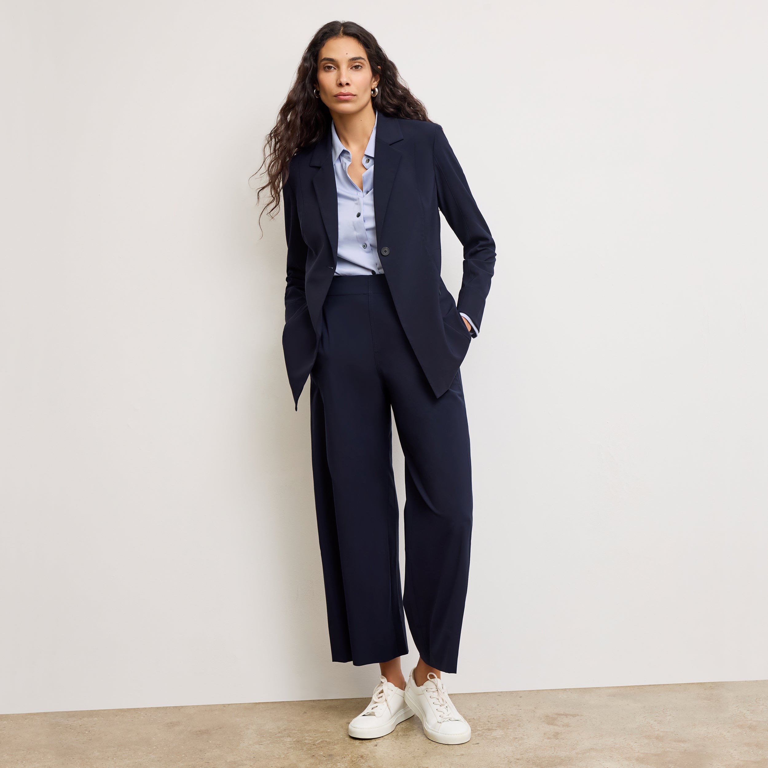 Elena Travel Culotte Pants - OrigamiTech Wrinkle-Free Dark Navy for Women | Perfect for Business Trips & Casual Outings
