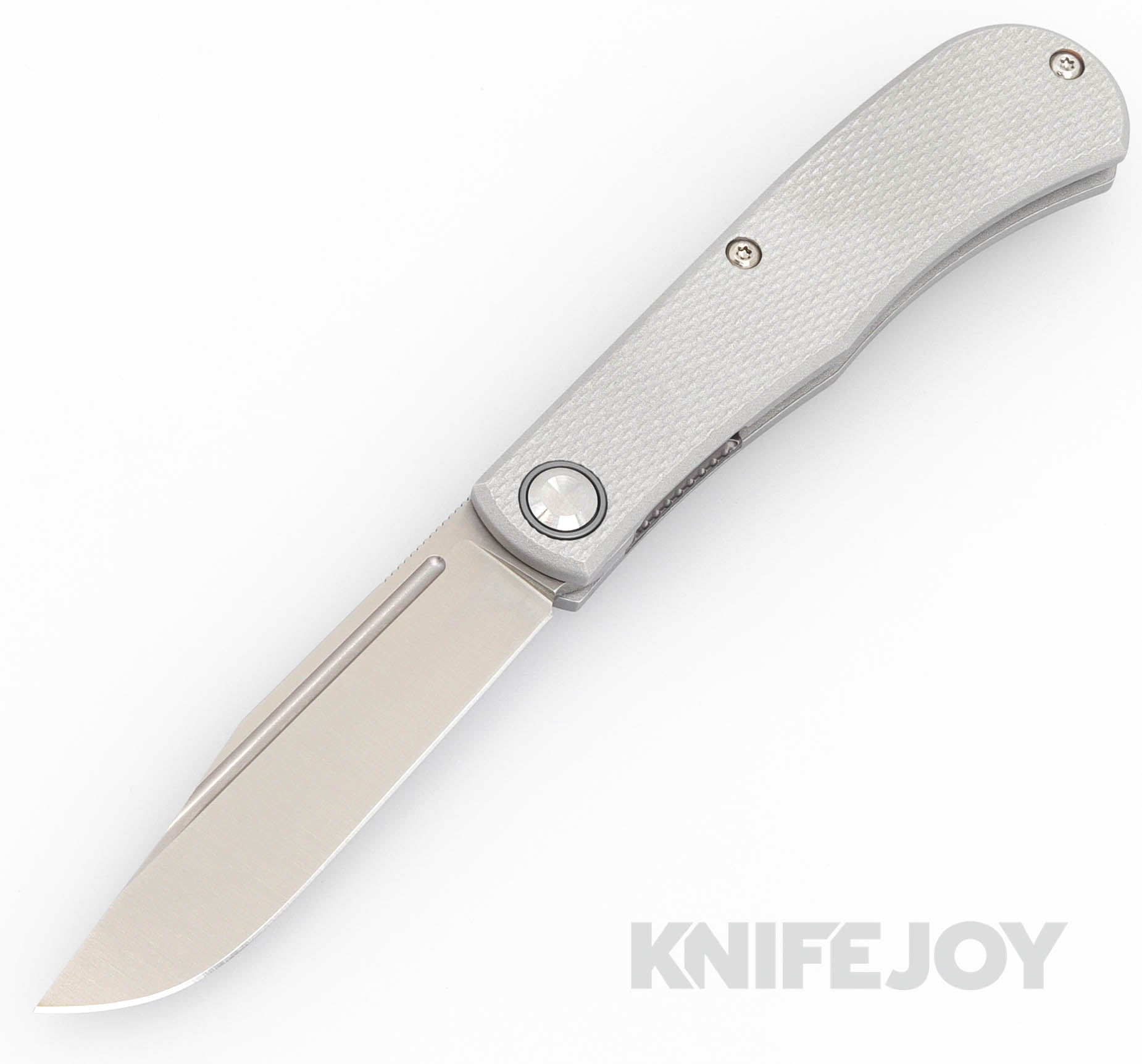 Daedalus Knife Co. The Lab Model Front Flipper Folding Knife - Satin Finish Blade & Grey Aluminum Handles - EDC, Outdoor, Camping, Survival Gear