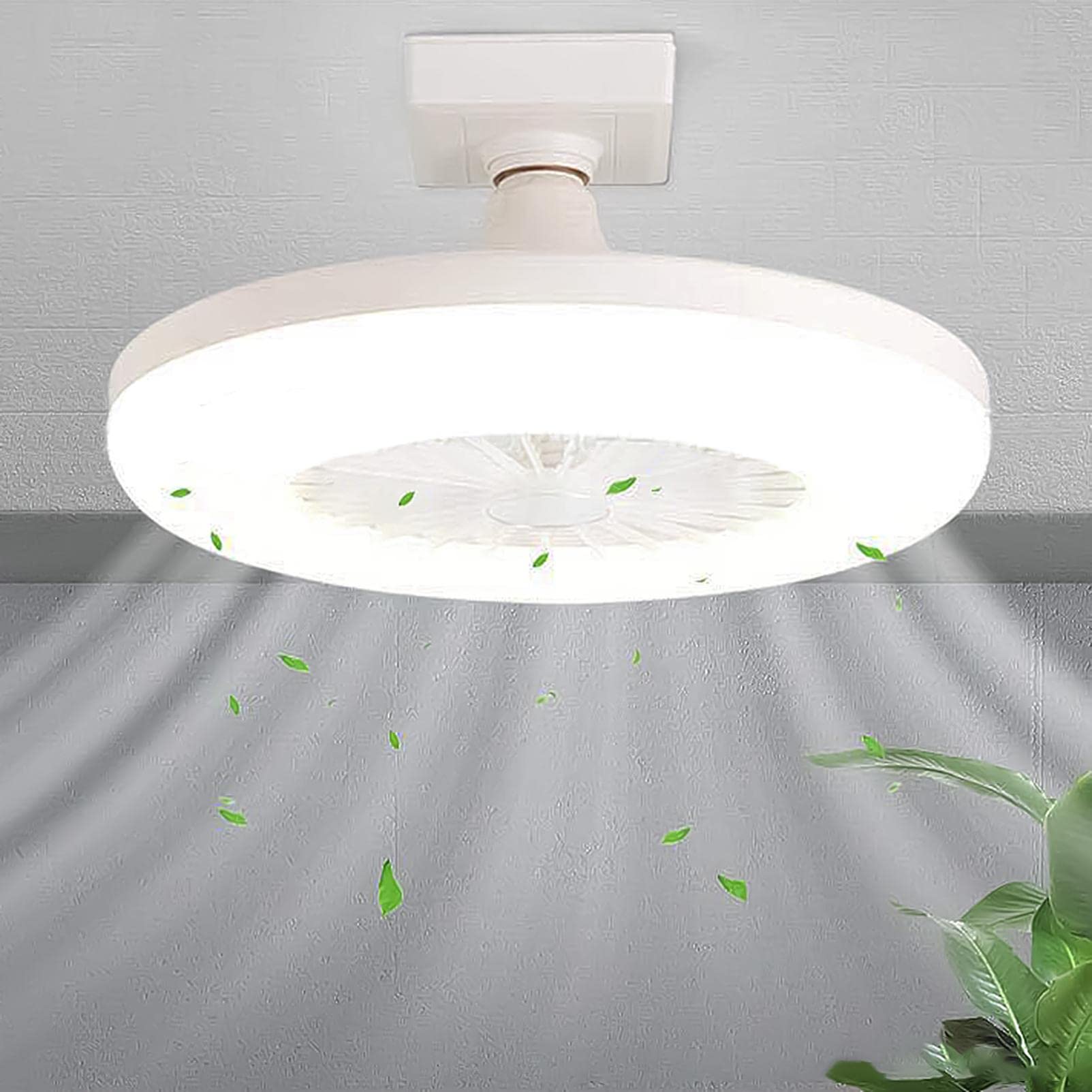 Modern Low Profile Ceiling Fan with Dimmable LED Light Kit & E27 Lamp Holder - Quiet Flush Mount Indoor Ceiling Fan for Bedroom, Living Room, Nursery - Energy Efficient Home Cooling Solution