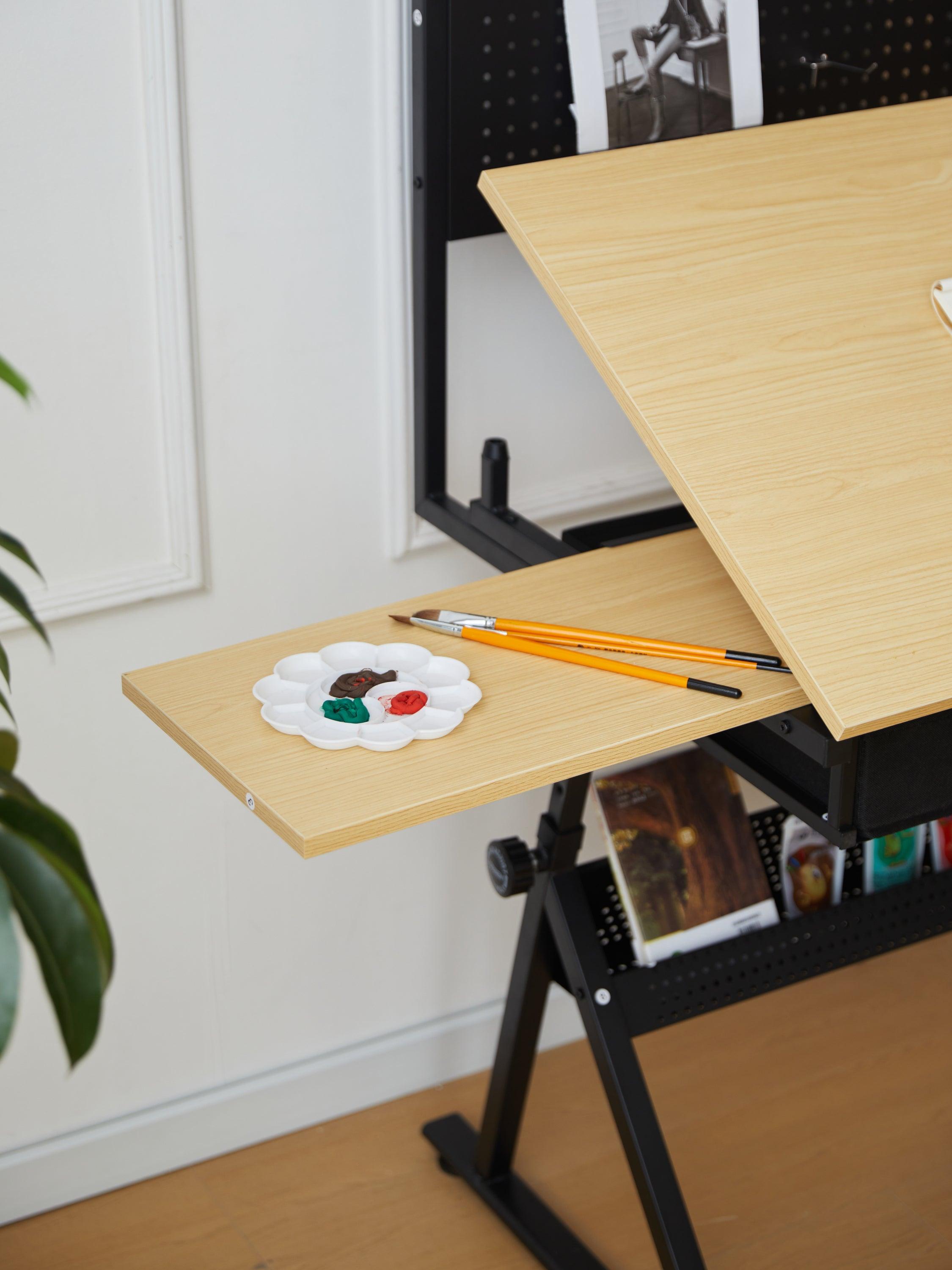 Adjustable Drafting Table with Metal Perforated Board Panel - Perfect for Architects, Artists & Designers - Home Office & Studio Workspace Solution