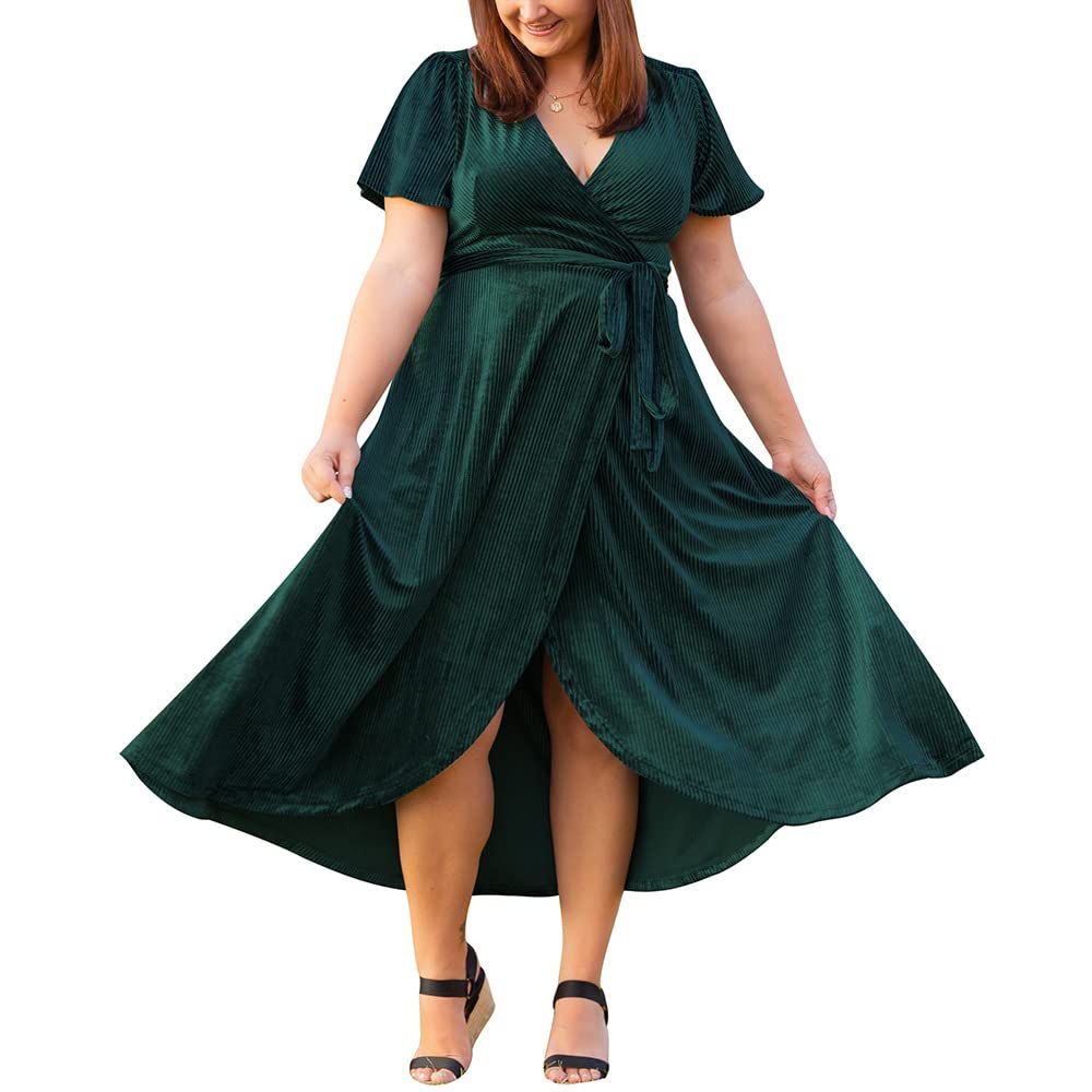 Elegant Women's Long Velvet Wrap Formal Dress with Slit Waist Tie - Perfect for Cocktail Parties, Prom Nights & Evening Events