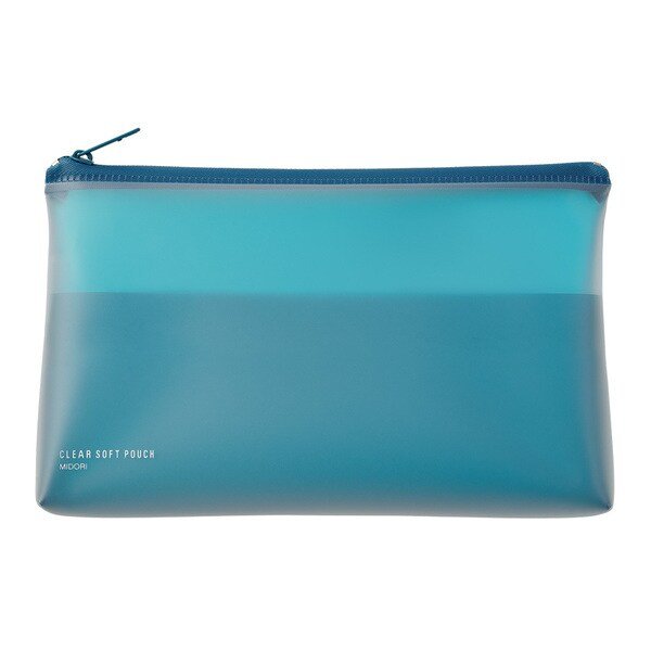 Clear Soft Pen Pouch - Midori DESIGNPHIL Transparent Pencil Case for School, Office & Travel - Organize Pens, Pencils & Stationery Supplies