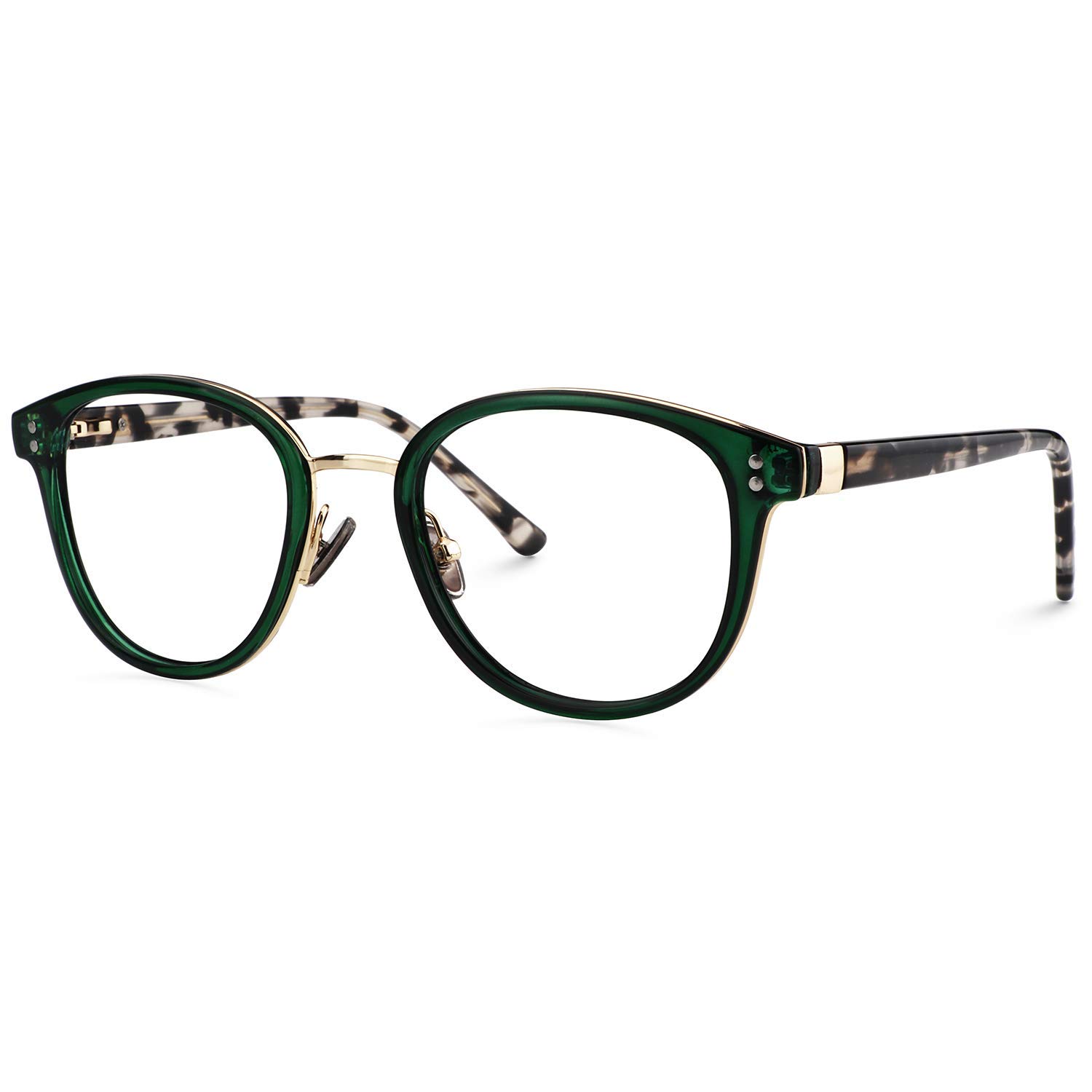 Retro Round Blue Light Blocking Glasses for Women - 100% UV400 Protection Anti Eyestrain Matte Frame (FX0536) - Perfect for Computer Work, Gaming & Screen Time