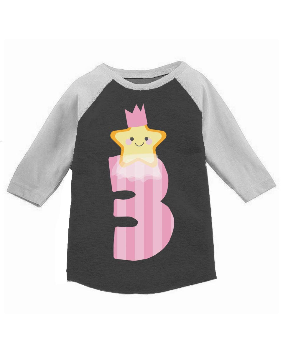 Awkward Styles 3rd Birthday Girl T-Shirt - Little Star Toddler Raglan Tee for Girls - Perfect for Birthday Parties, Photo Shoots & Special Occasions