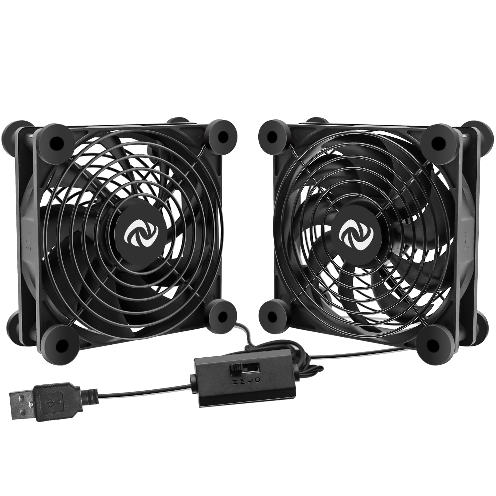 NVRADCHUA 120mm USB Fan (2 Pack) - Adjustable Speed, Ultra Quiet 5V Cooling Fan for Computer, Router, TV Receiver, DVR, Playstation, Xbox & PC Case - Perfect for Home Office & Gaming Setup