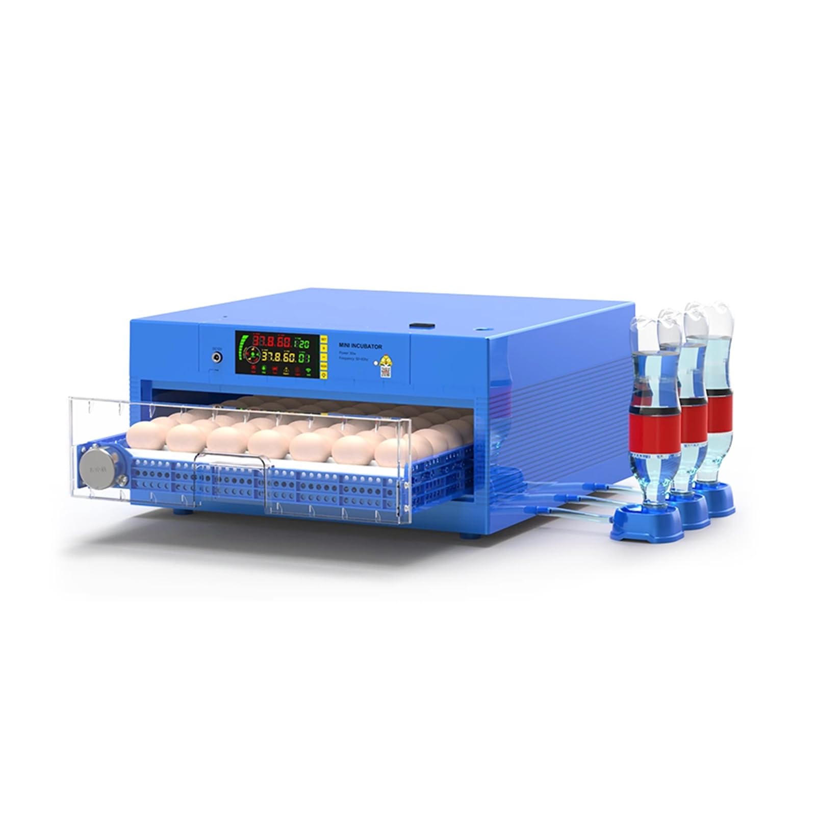 56 Eggs Poultry Incubator - Automatic Egg Turner, Dual Power Supply, Temperature Control & Ventilation for Chicken, Duck, Goose, Quail - Perfect for Home Farming, Classroom Projects & Backyard Poultry Hatching