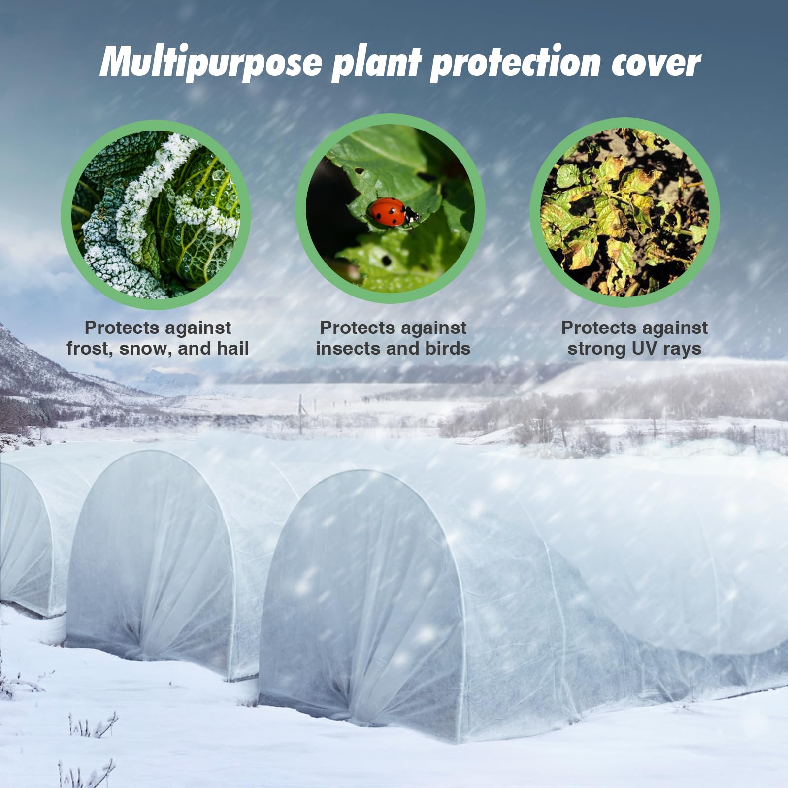 Duerer 10x50ft Plant Covers Freeze Protection Frost Blanket (1.0 oz/yd²) - Winter Garden Row Covers for Outdoor Plants, Vegetables & Shrubs | Perfect for Protecting Plants from Frost, Snow & Cold Weather in Winter Gardens