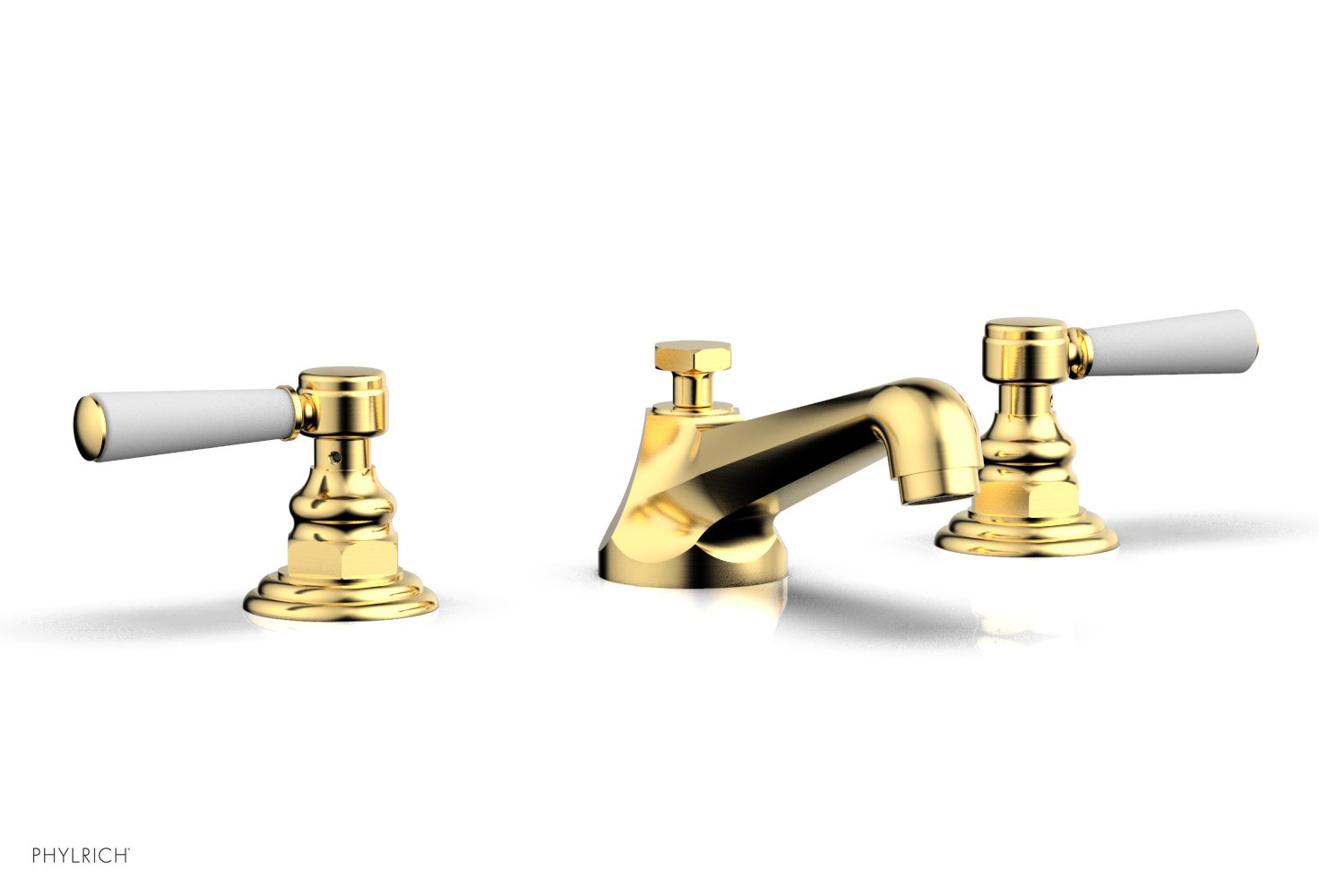 HEX TRADITIONAL Widespread Bathroom Faucet in Satin White with Lever Handles - Model 500-02 | Perfect for Modern Vanities & Guest Bathroom Upgrades