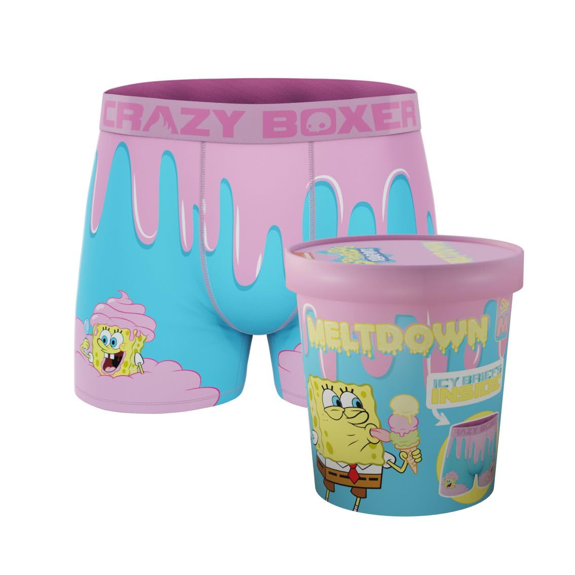 CrazyBoxer Men's SpongeBob SquarePants Boxer Briefs - Soft Anti-Irritation Underwear with Breathable Fabric for All-Day Comfort | Perfect for Sleep, Lounge & Everyday Wear