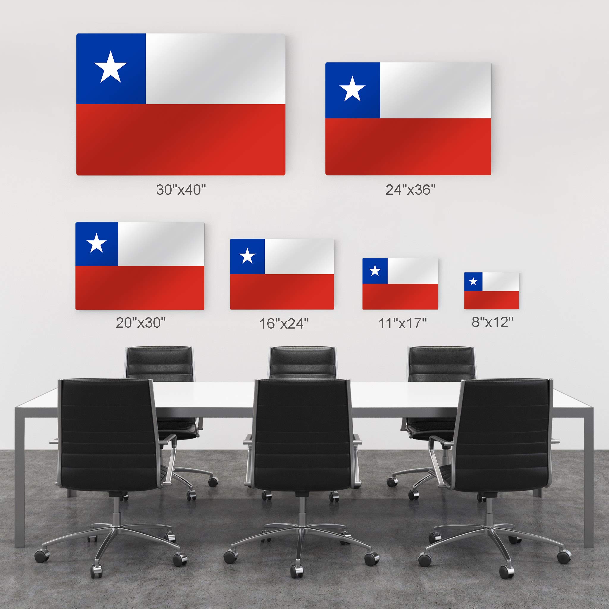 Chile Flag Metal Wall Art Print - 20x30 Inch Modern Home Decor for Office, Living Room, Dorm, Bedroom & Man Cave | Ready to Hang Made in USA | Perfect for Sports Bars, Game Rooms & Patriotic Decorations