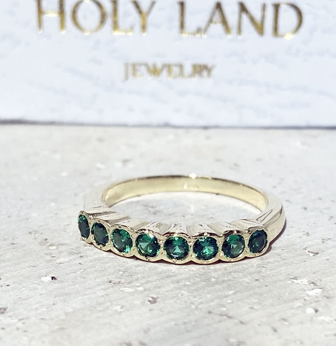 Emerald Birthstone Ring for May - 14K Gold Bezel Set Stacking Ring - Dainty Green Jewelry for Women - Perfect for Everyday Wear, Gift Giving & Special Occasions