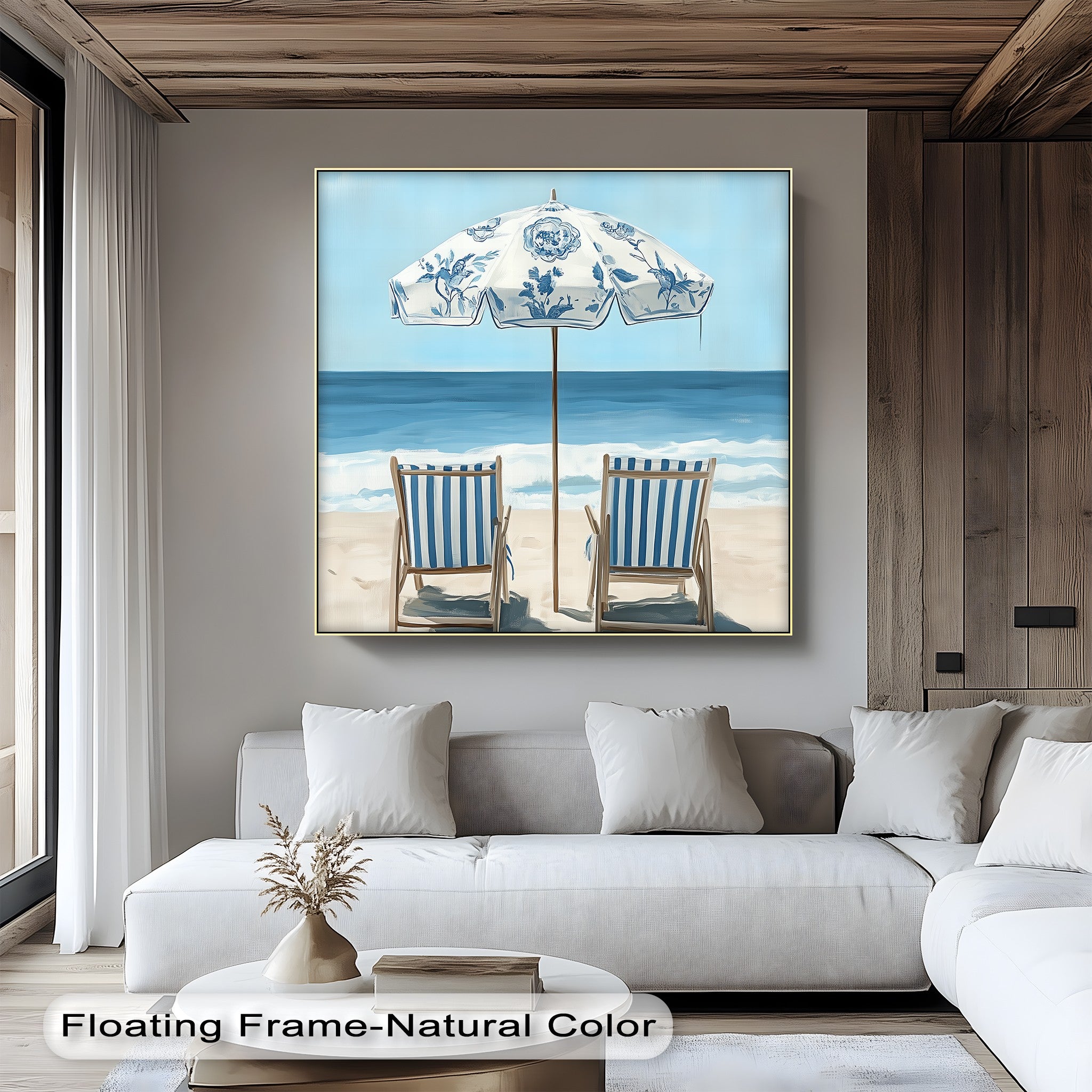 Blue Striped Beach Chairs Canvas Wall Art - Coastal Decor for Living Room, Bedroom & Office - Perfect Beachfront Home Decor & Gift Idea