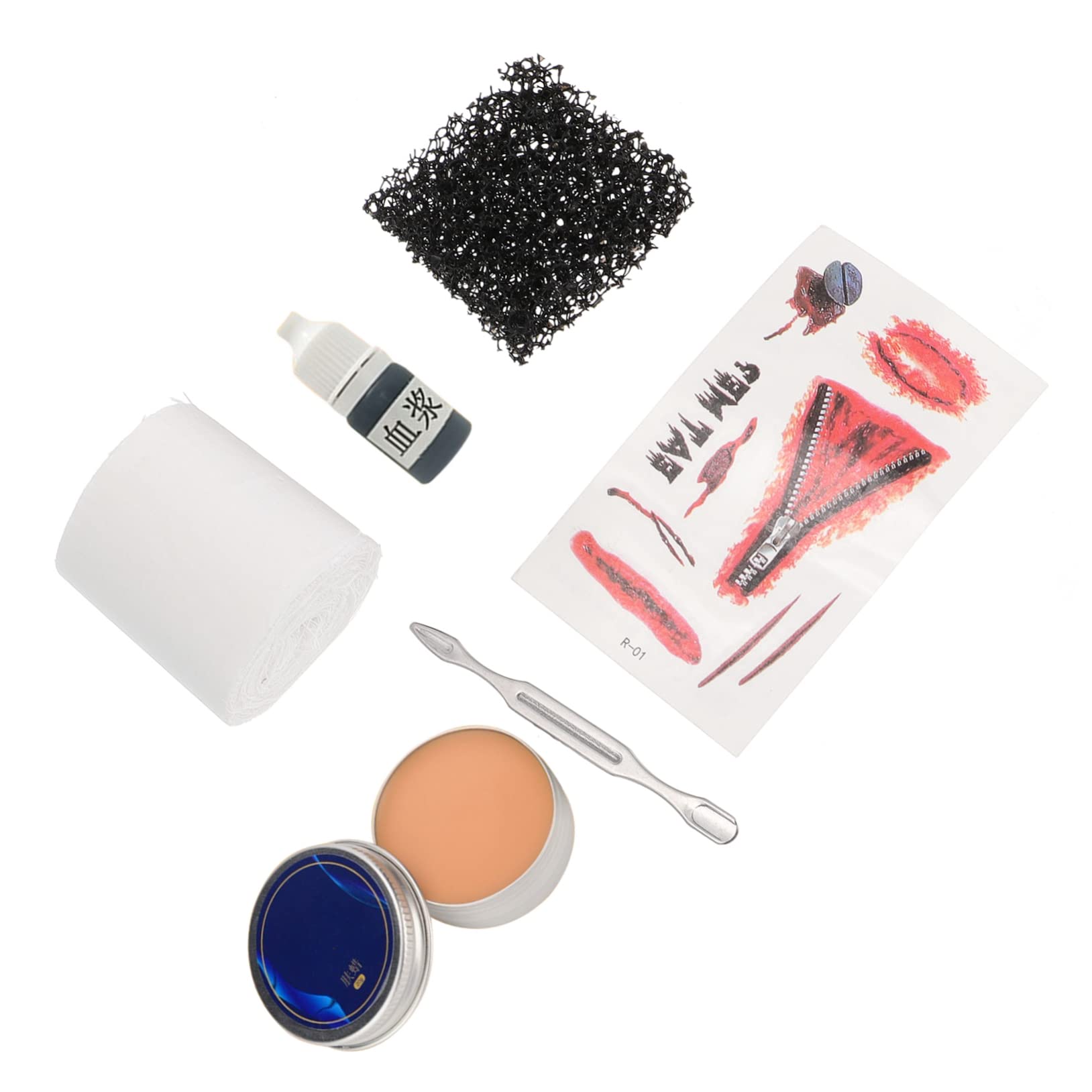 FRCOLOR Professional Scar Wax Kit - Black Makeup Bag, Trowel, Fake Scars, Skin Wax, Stipple Sponge & Modeling Putty Wax for Halloween, SFX & Stage Makeup | Create Realistic Wounds & Special Effects for Cosplay, Theater & Horror Parties