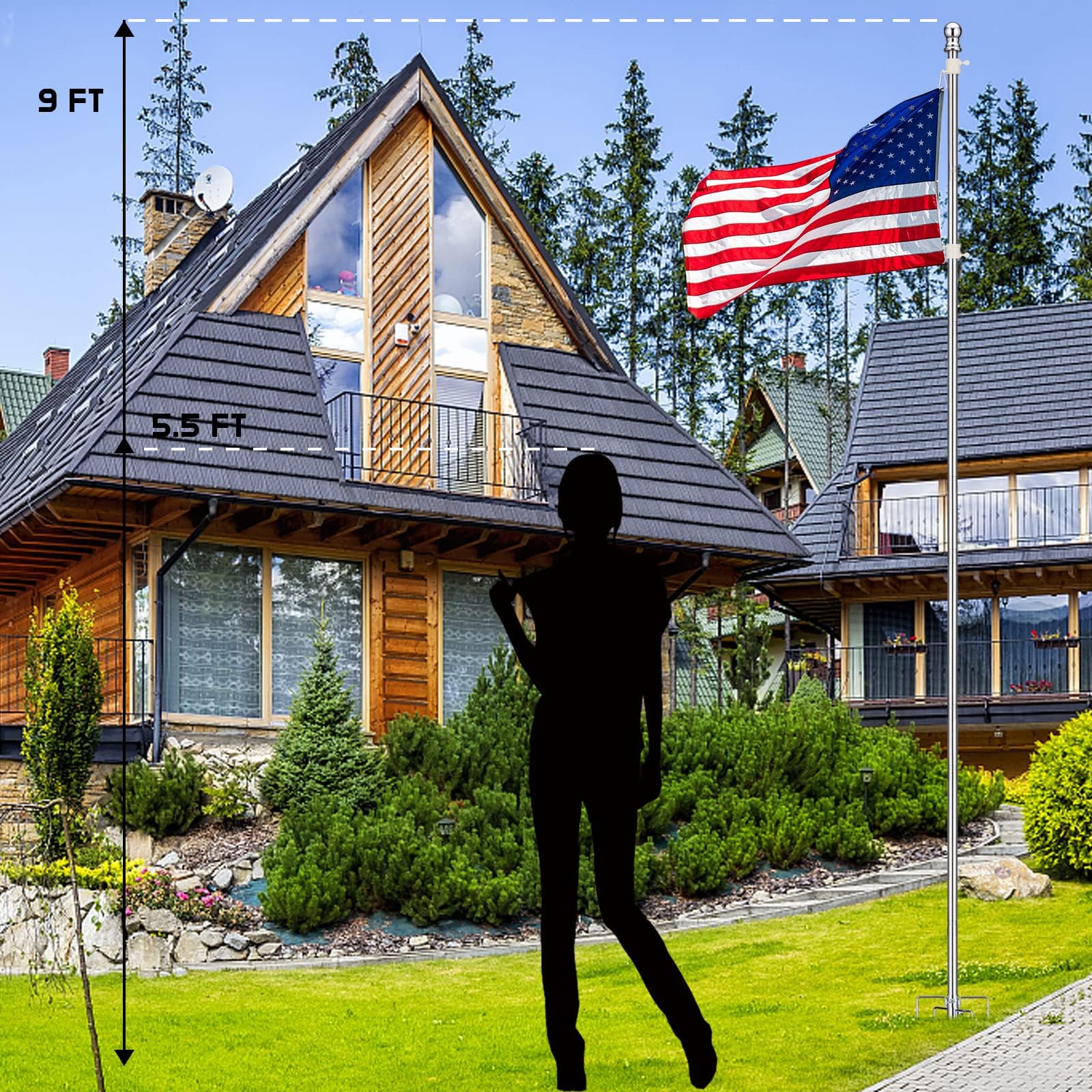 8.5ft Rustproof Wind-Resistant Outdoor Flag Pole Kit - 1