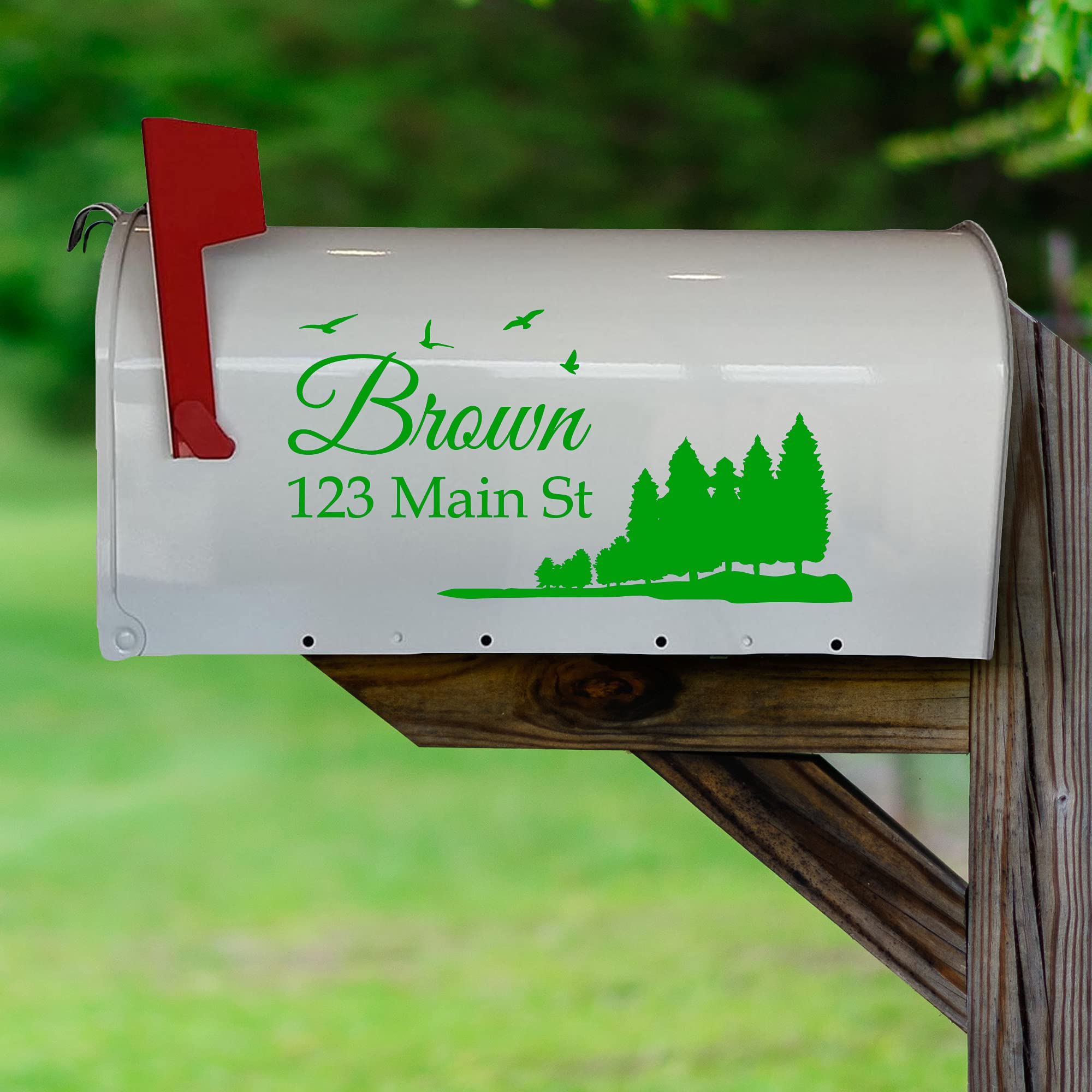 VWAQ Custom Mailbox Address Decal - Personalized Family Name Sticker for Home & Garden Decor - Weatherproof Vinyl Lettering - CMB29 (Green) - Perfect for Mailbox, Front Door & House Number Signage