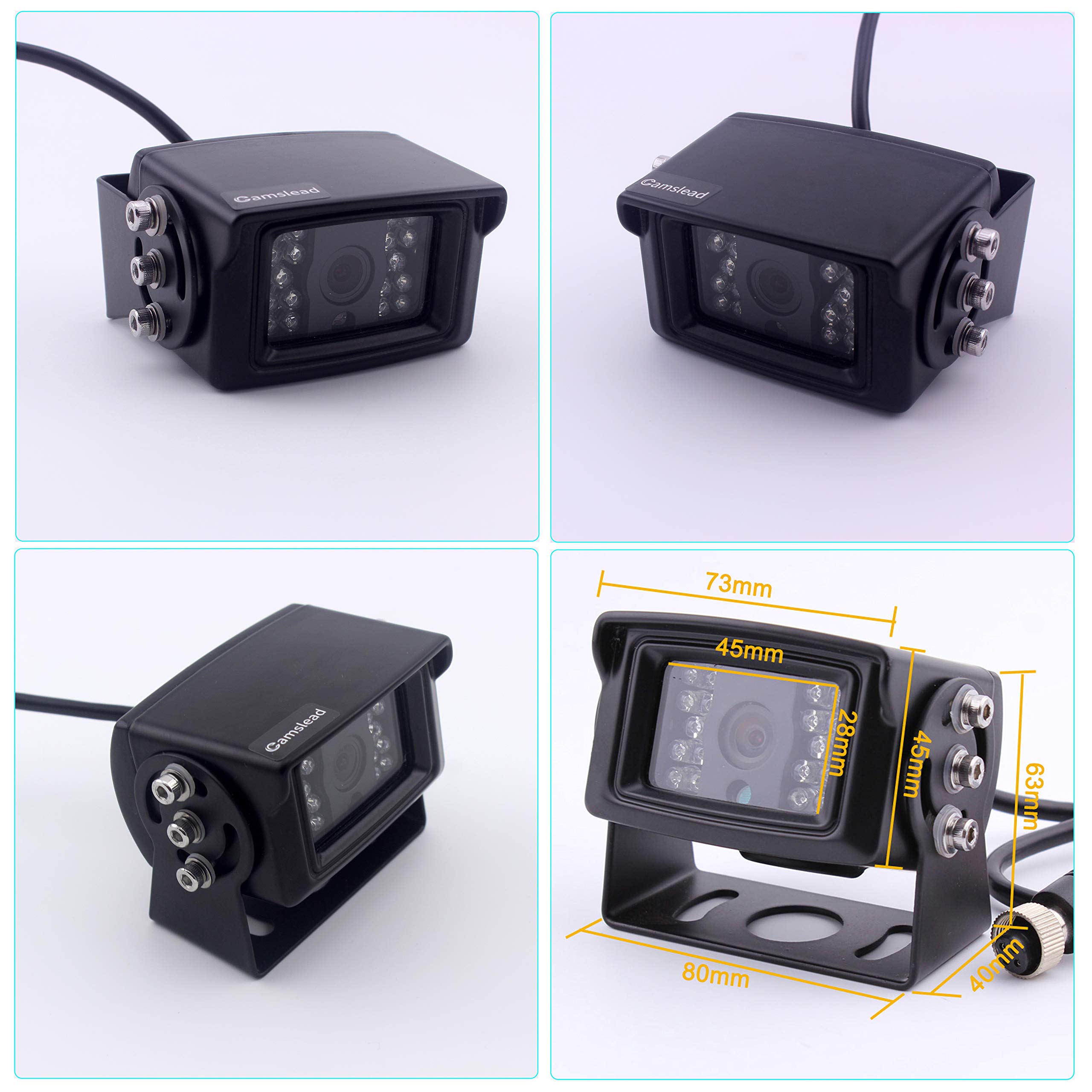 9 Inch Heavy Duty Vehicle Safety Camera System with Quad Split Screen - 2 Side Cameras & 2 HD Backup Cameras, IP69K Waterproof, 10G Vibration Resistant for Trucks, RVs, Trailers - Perfect for Parking, Reversing & Blind Spot Monitoring