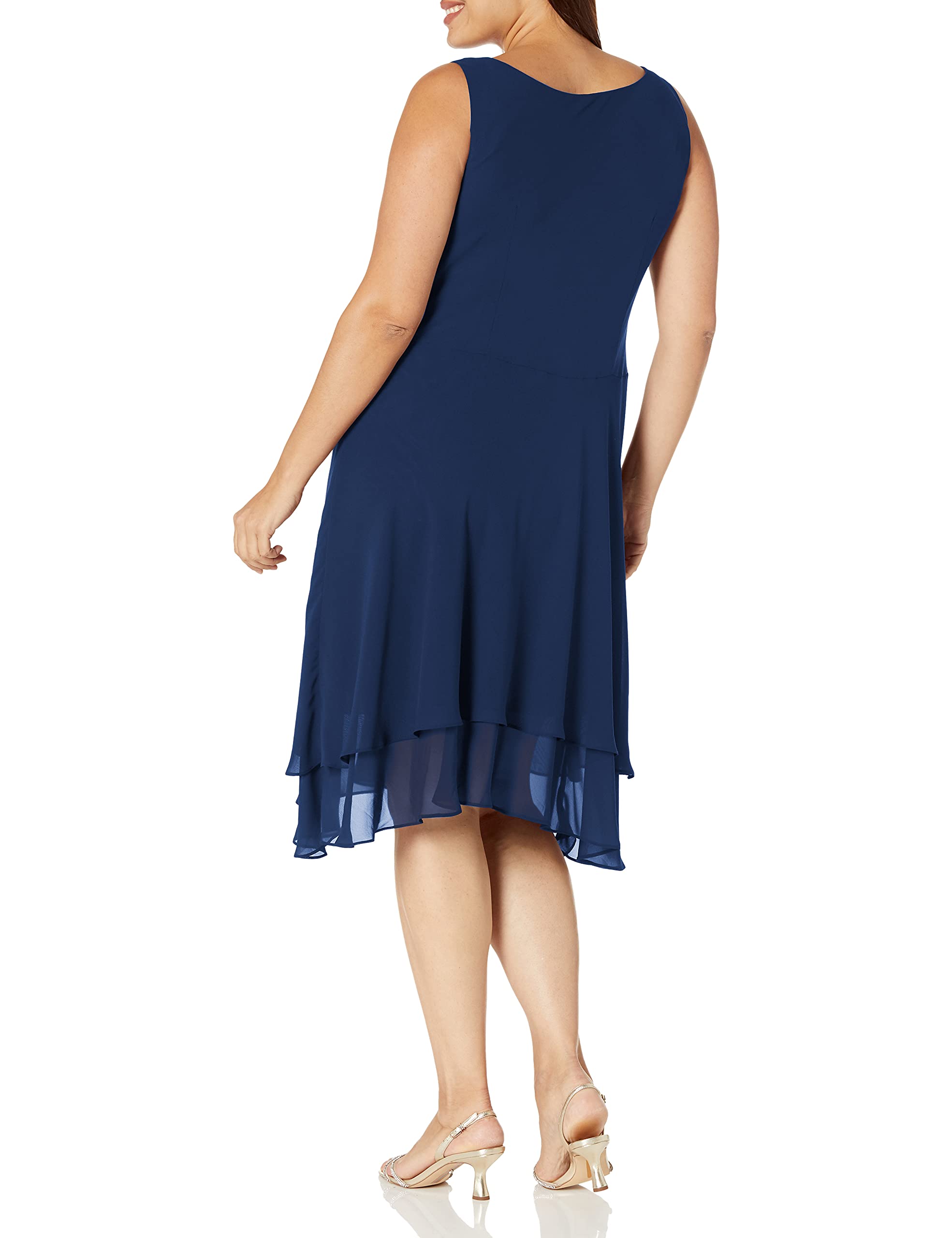 S.L. Fashions Plus Size Women's Embellished Tiered Formal Dress with Jacket - Mother of The Bride Gown & Wedding Guest Dress for Special Occasions, Evening Events & Celebrations