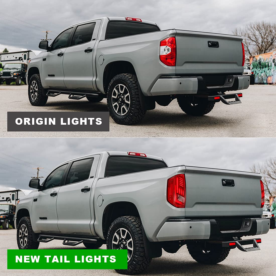 ROXX LED Tail Lights Assembly for 2014-2021 Toyota Tundra - Red Lens LED Amber Sequential Turn Signals, DRL & Brake Lights - Pair for Tundra Pickup (Driver & Passenger Side) - Upgrade Your Truck's Style & Safety for Night Driving & Off-Road Adventures