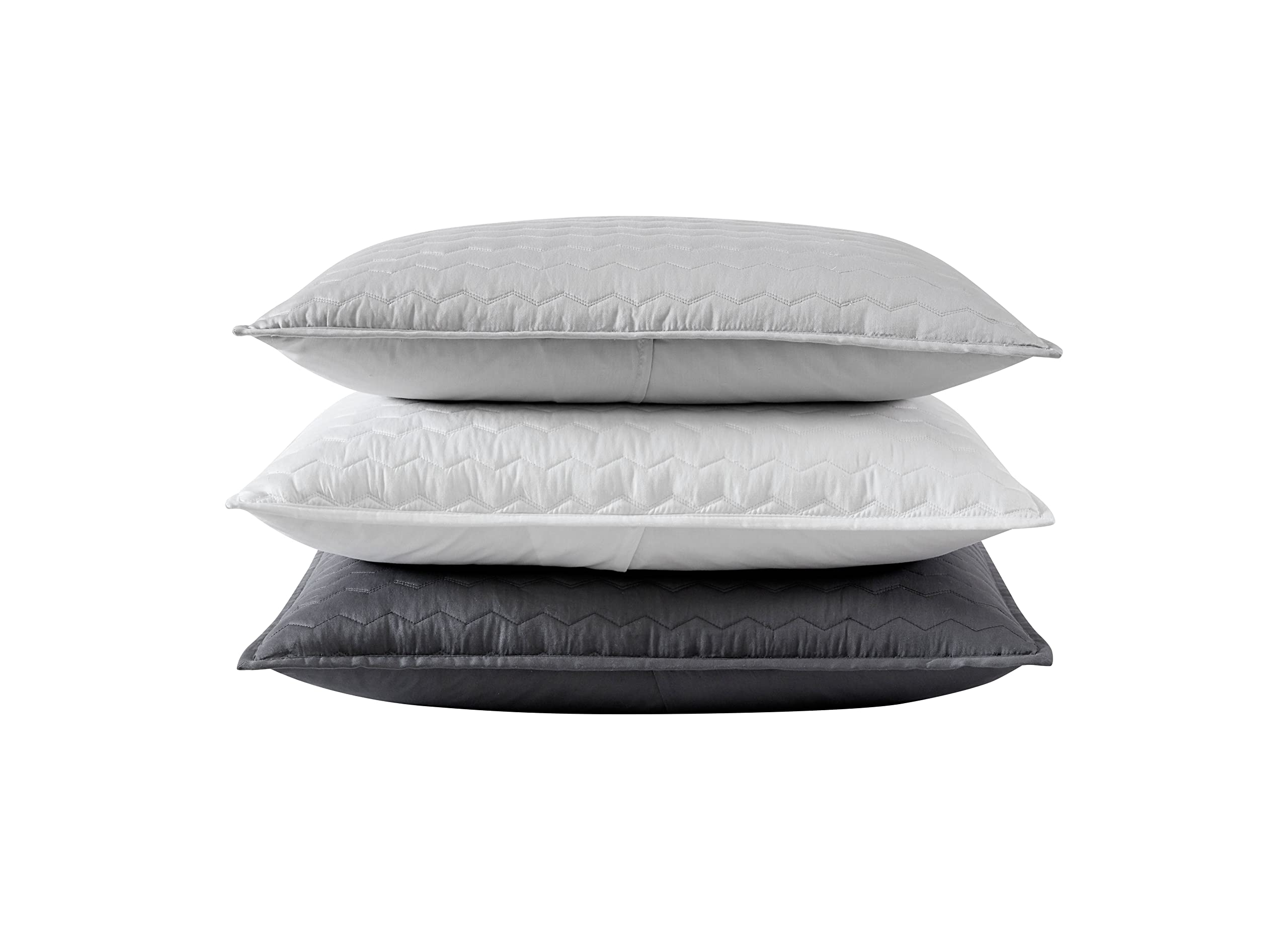 Vera Wang Queen Quilt Set - Luxury 100% Cotton Bedding Set with Matching Shams, Modern Herringbone Charcoal Grey Comforter for Master Bedroom & Guest Room Decor