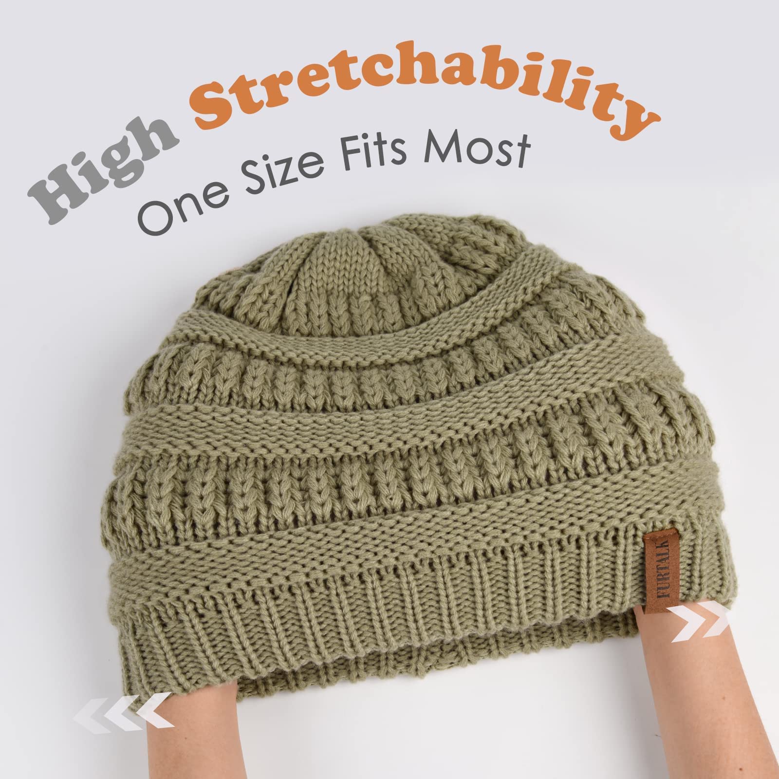FURTALK Women's Fleece Lined Knit Beanie - Winter Warm Slouchy Hat for Skiing & Outdoor Activities | Soft Skull Cap for Cold Weather Protection