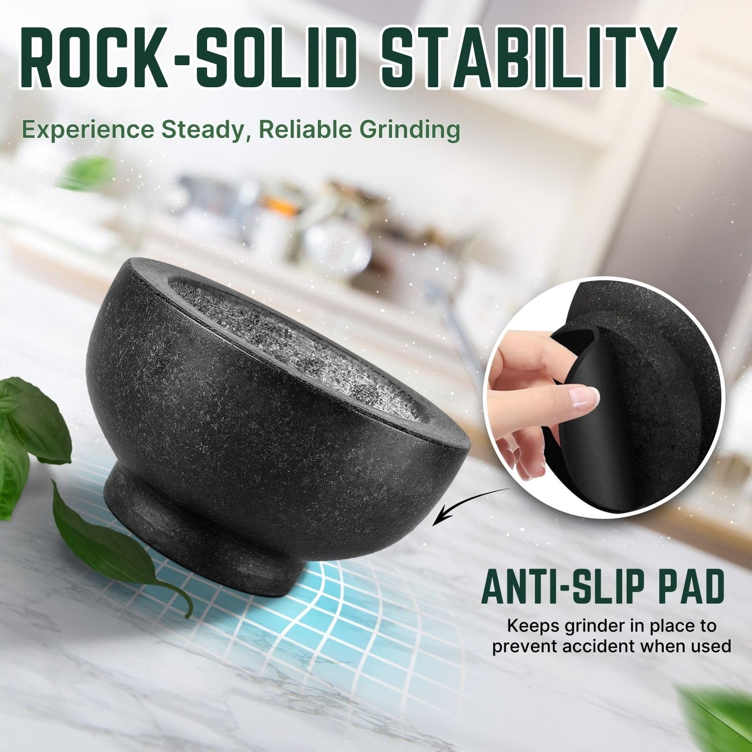 Premium Granite Mortar and Pestle Set - 4.72 Inch Solid Marble Spice Grinder for Herbs, Garlic, Guacamole & Cooking - Perfect for Kitchen, Medicine Preparation & Crushing Spices