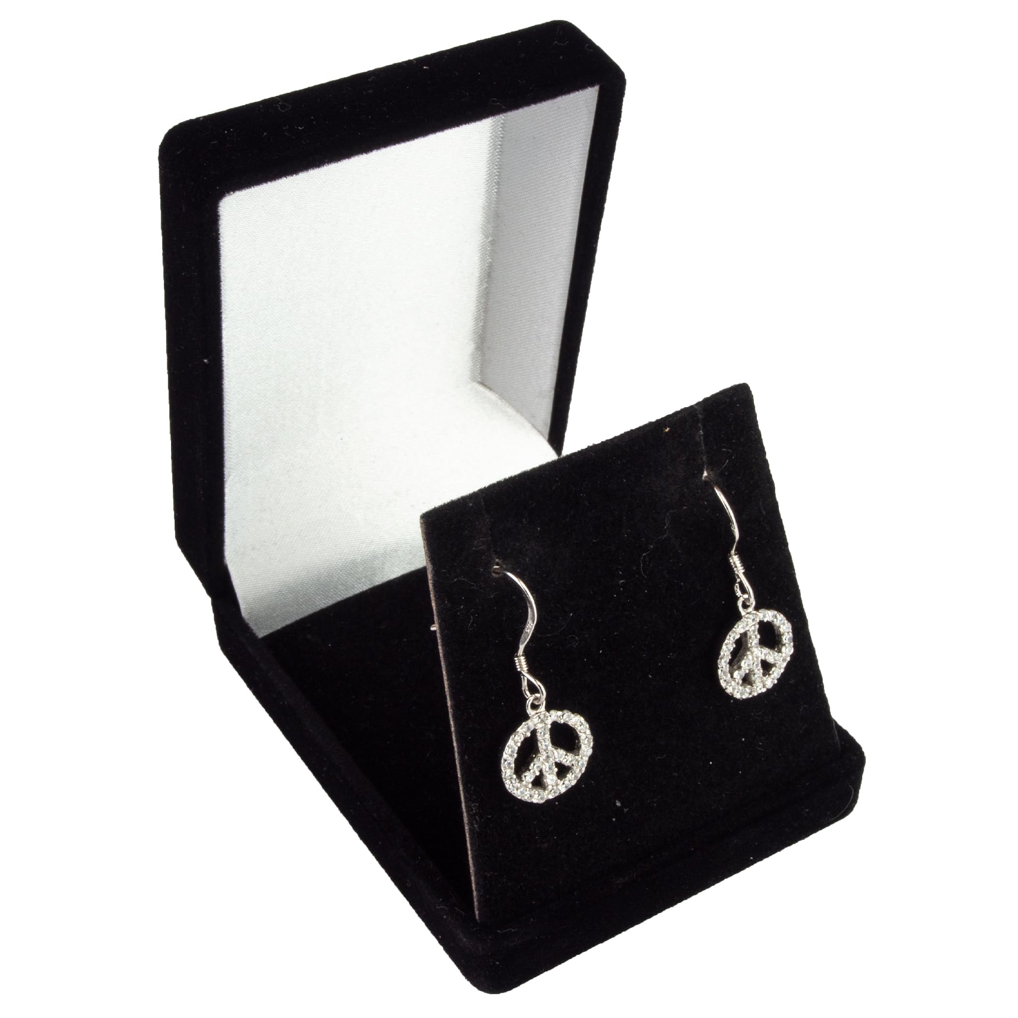 925 Sterling Silver Peace Sign Dangle Earrings with Cubic Zirconia - CZ Threader Earrings for Women, Trendy Boho Chic Jewelry Gift for Everyday Wear & Special Occasions