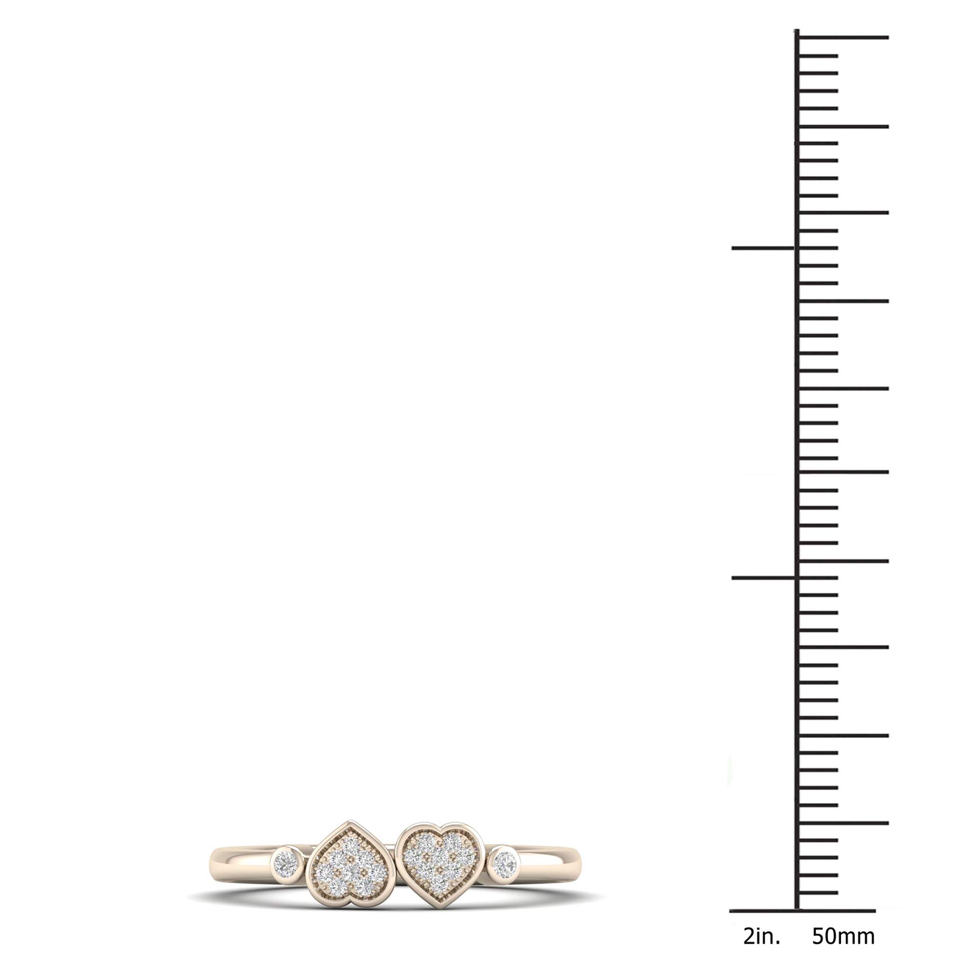 10kt Gold Round Diamond Double Heart Love Promise Ring (0.05 cttw, H-I Color, I2 Clarity) - Perfect for Anniversaries, Engagements & Romantic Gifts