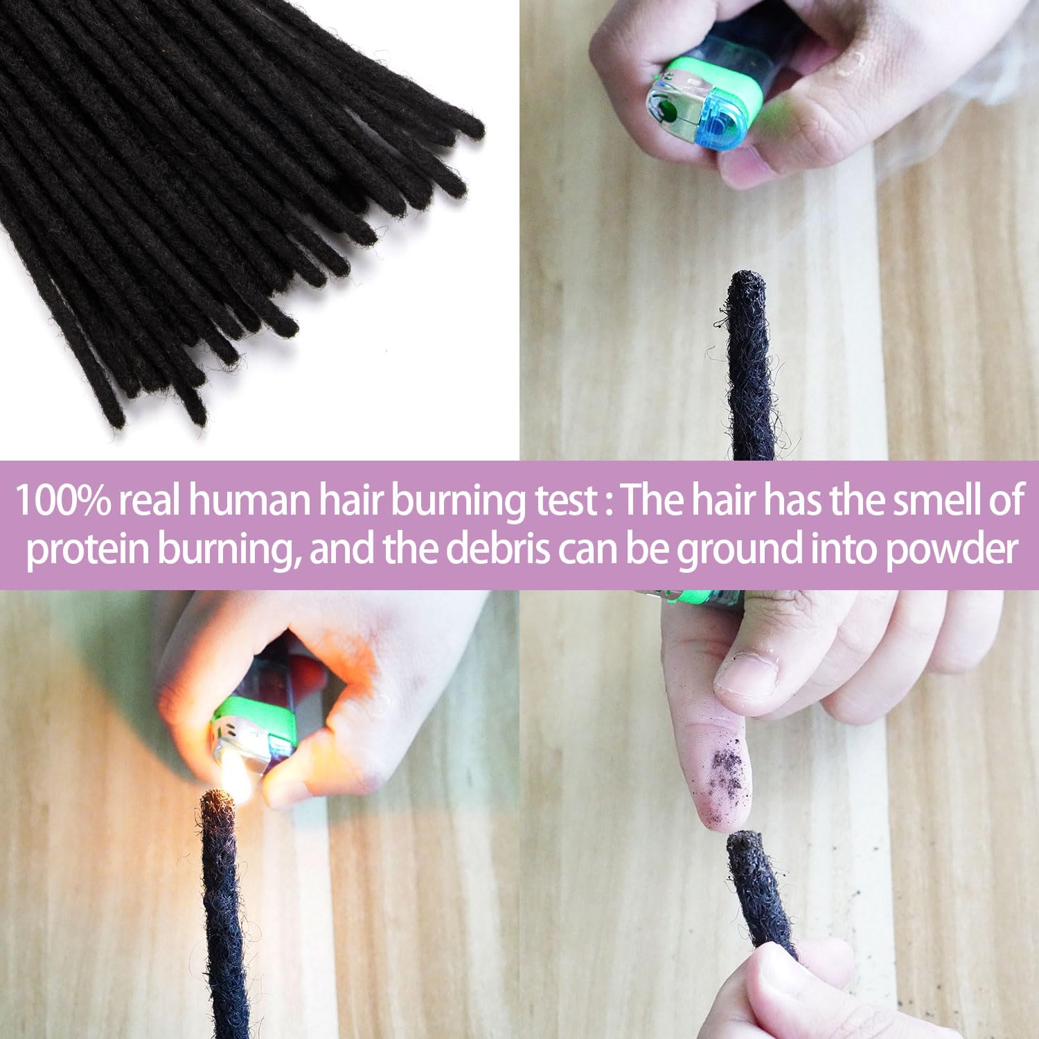 Originea 100% Human Hair Dreadlock Extensions for Men & Women - Handmade 0.8cm Thickness, Bleach & Dye Friendly Permanent Loc Extensions (14 Inch, 60 Strands, 1B Color) - Perfect for Protective Styles, Natural Hairstyles & Festival Looks