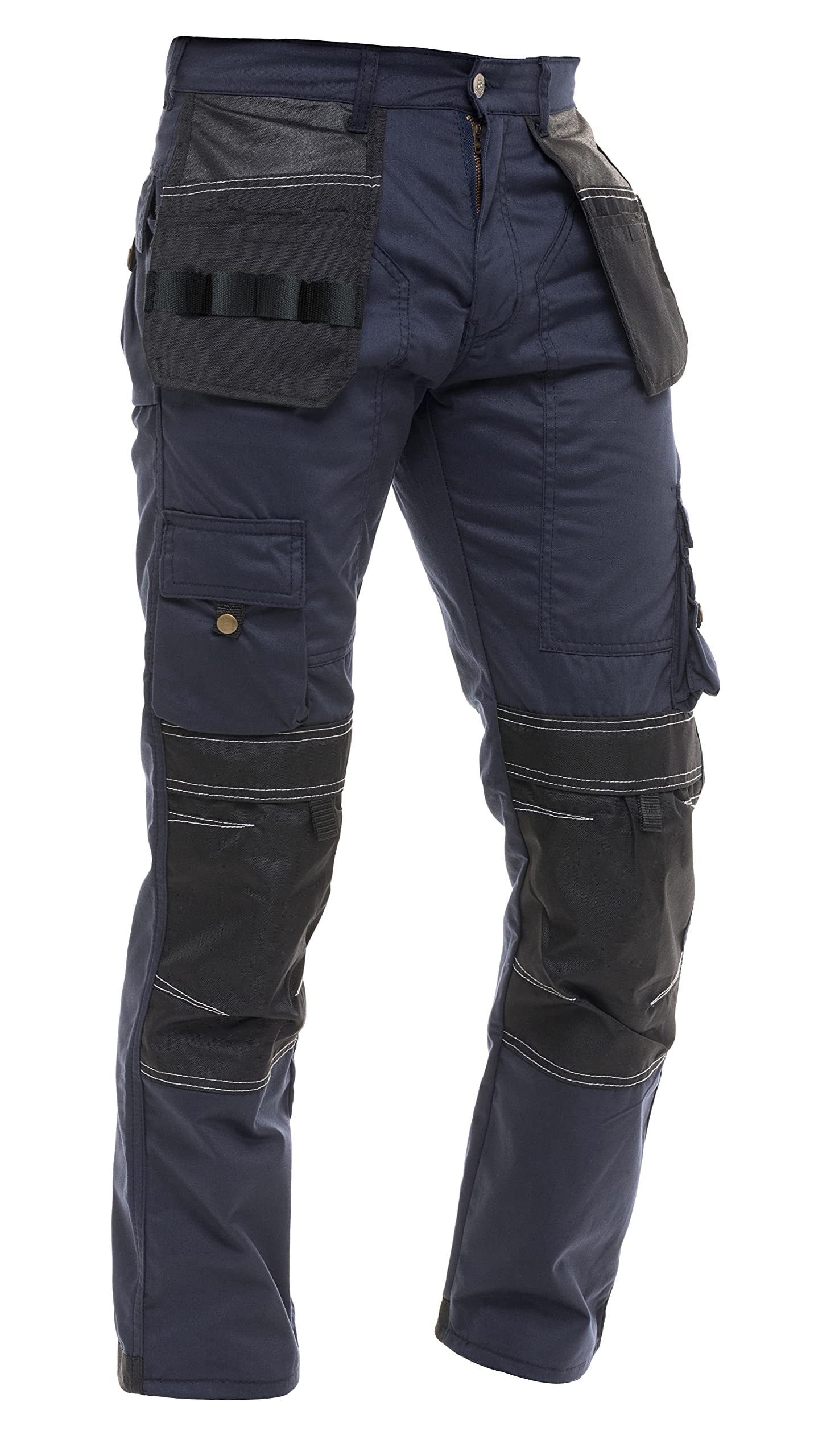 FASHIO FF Men's Cordura Tactical Work Pants with Utility Tool Pockets - Heavy Duty Reinforced Carpenter Safety Trousers for Construction, Outdoor & DIY Projects