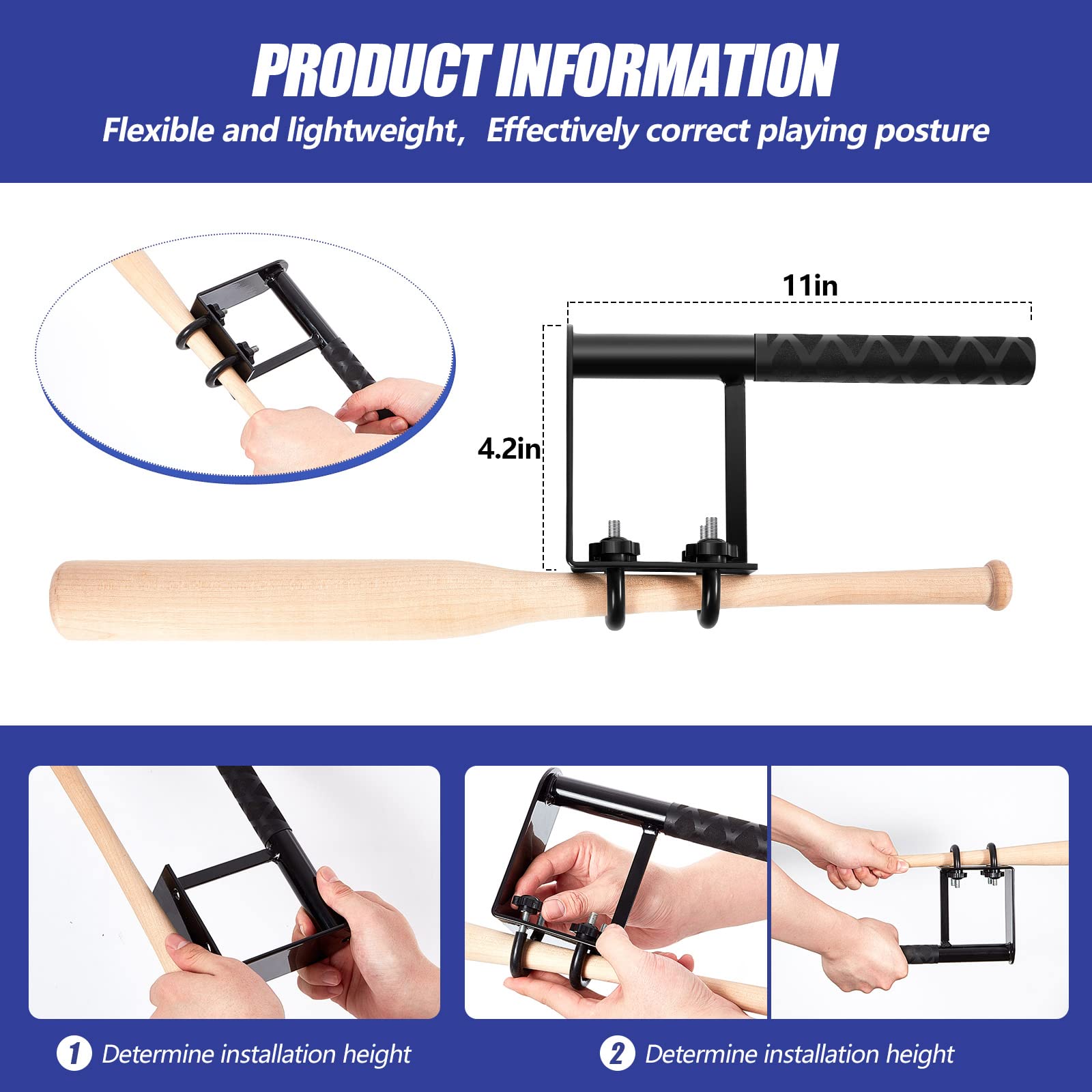 Meooeck Baseball Swing Trainer - Metal Batting Practice Aid for Baseball & Softball Players | Barrel Control Training Device | Improve Hitting Skills | Perfect for Home, Field & Cage Practice (Black)