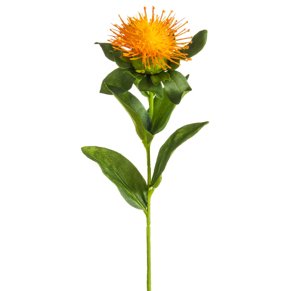 12 Pack Artificial Orange Pincushion Protea Flower Stems - Lifelike Fake Flowers for Home Decor, Wedding Bouquets, and DIY Floral Arrangements