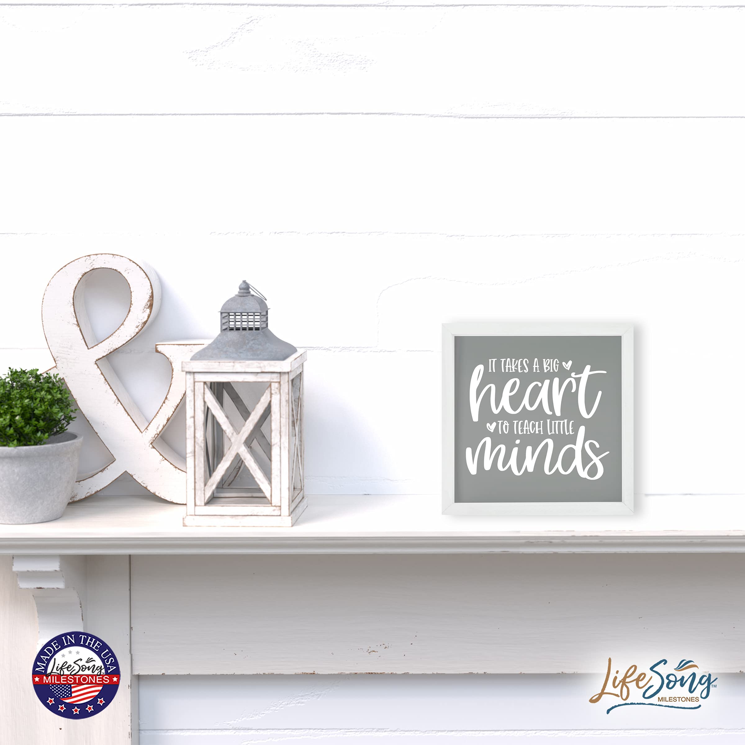 LifeSong Milestones Custom Inspirational Wooden Wall Art - 7x7 Inch Framed Shadow Box with Funny Modern Quotes - Perfect for Home Decor, Office, Nursery & Gift Giving (Ivory)