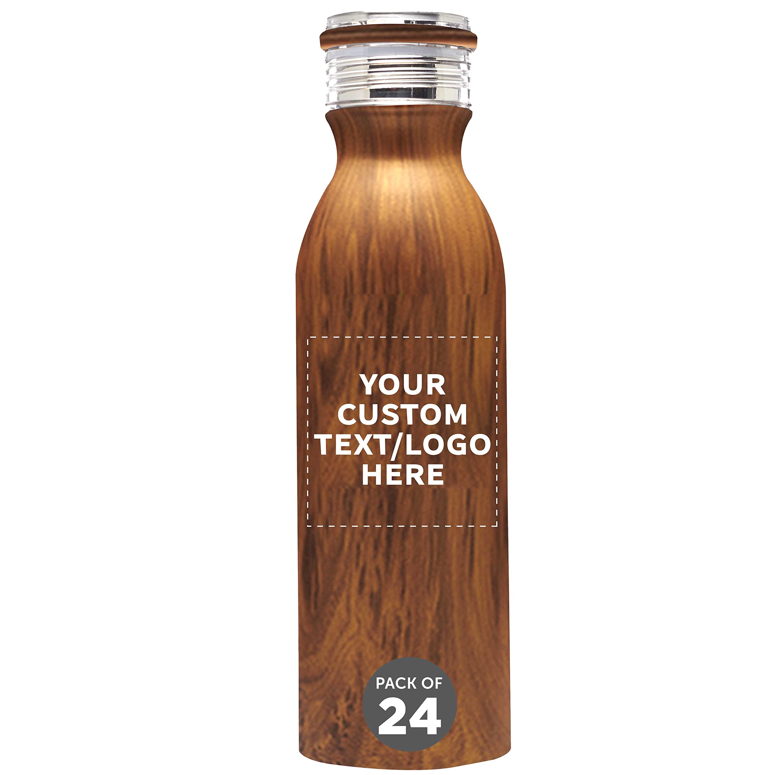 Echo 20 oz Custom Stainless Steel Water Bottles - 24-Pack Bulk Personalized Vacuum Insulated Double Wall Thermos - Keeps Coffee, Tea & Beverages Hot/Cold for 24 Hours - Ideal for Office, Gym, Camping & Outdoor Activities