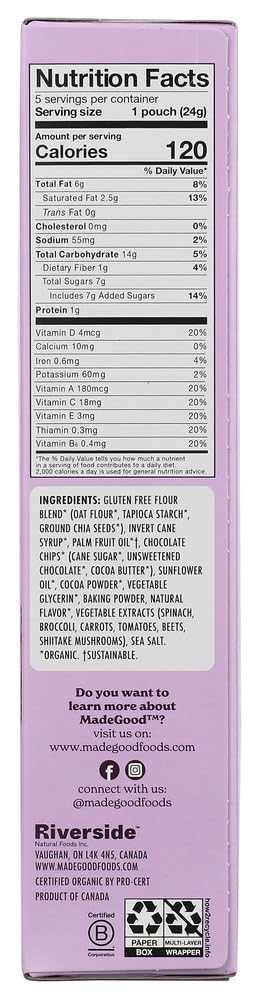 Organic MadeGood Double Chocolate Soft-Baked Cookies - 0.85oz Each, Gluten-Free & Vegan Snacks for Kids Lunch Box, School, Travel & Healthy On-The-Go Treats