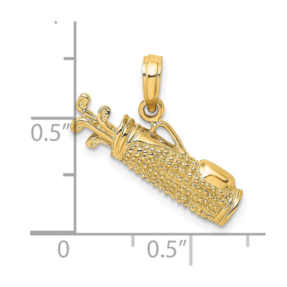 14K Yellow Gold Golf Bag Pendant Necklace for Men - Elegant Golf Lover Gift for Birthday, Father's Day & Sports Enthusiasts - Perfect for Golf Tournaments, Casual Wear & Jewelry Collections
