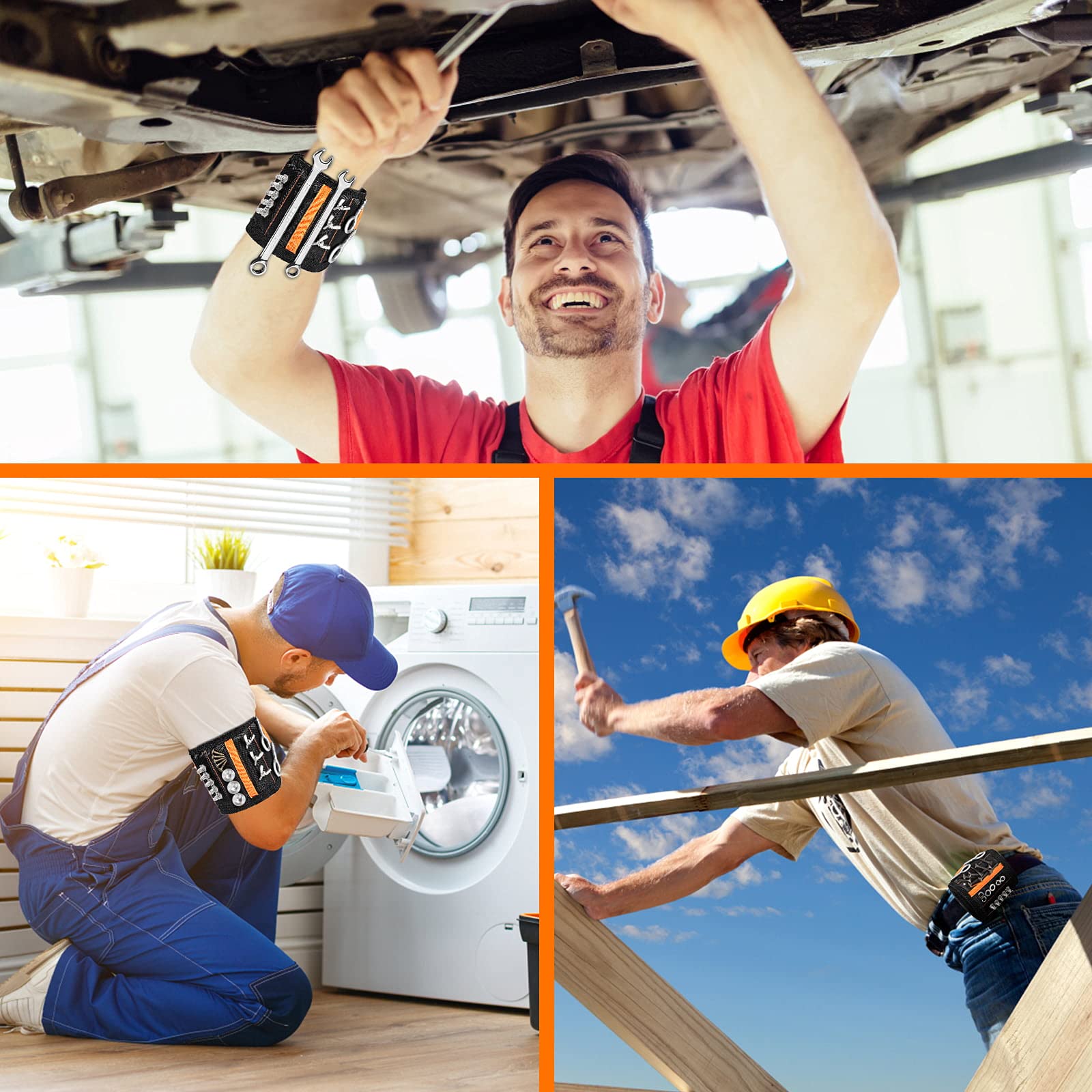 Valentine's Day Gifts for Men - Magnetic Tool Wristband with 15 Strong Magnets for Holding Screws, Nails & Drill Bits - Perfect Gadget for Boyfriend, Husband & Dad - Ideal for DIY Projects, Construction Work & Home Repairs