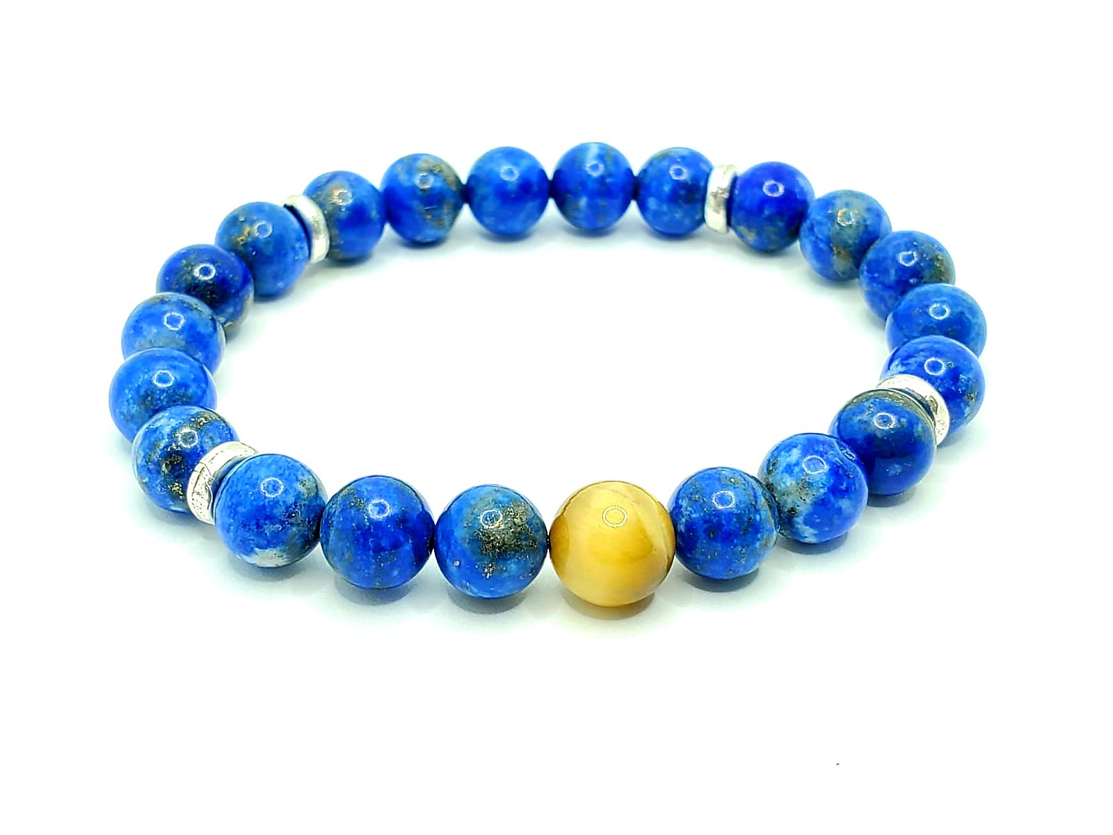 Natural Lapis Lazuli & Golden Tiger Eye Beaded Bracelet for Women - Abundance of Freedom Spiritual Healing Jewelry - Perfect for Meditation, Yoga & Positive Energy