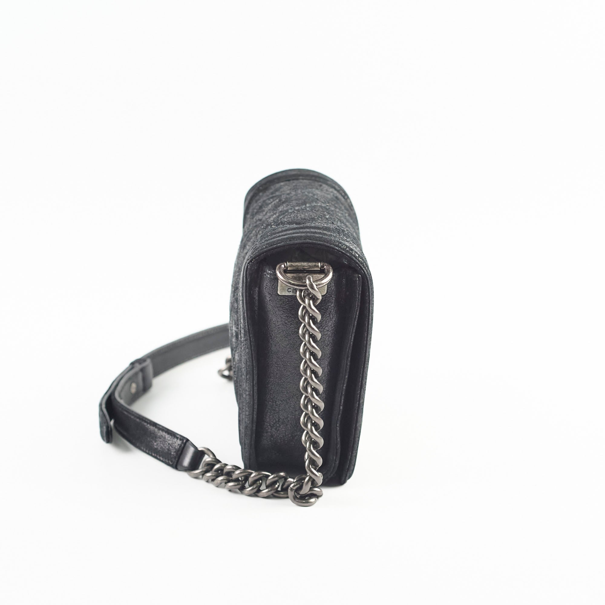 Chanel Square Boy Bag - Genuine Nubuck Suede & Leather Handbag in Black | Luxury Crossbody Purse for Women, Perfect for Evening Parties & Date Nights