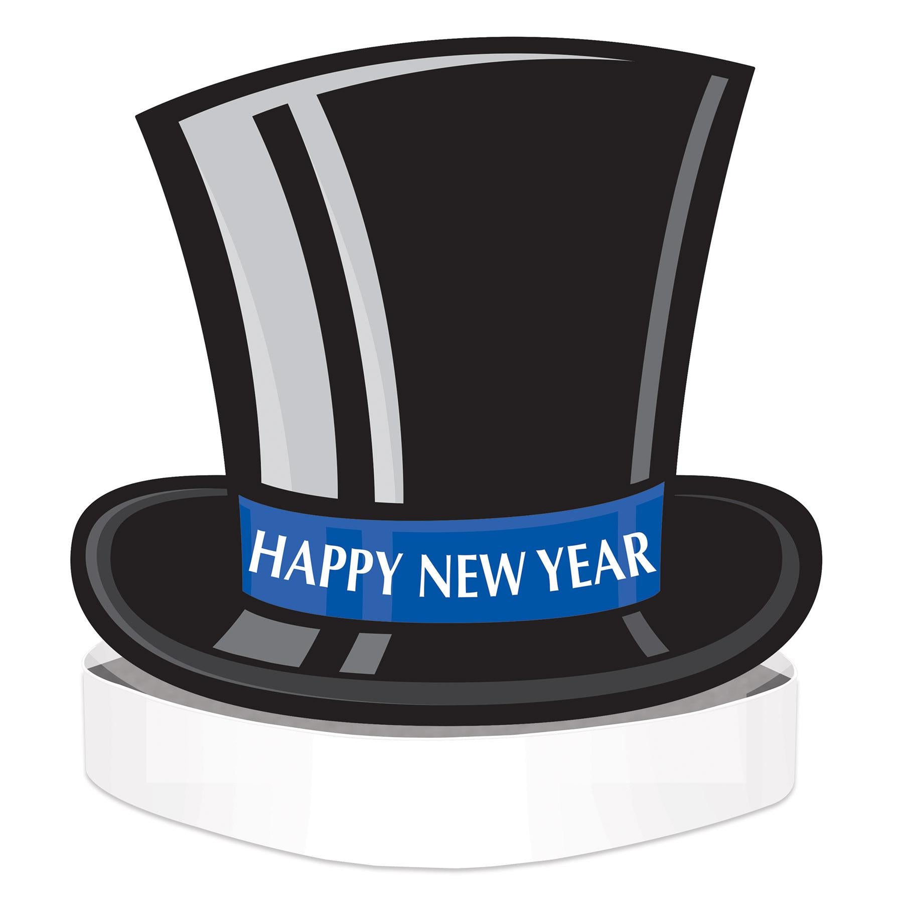 12 Pack Happy New Year Top Hat Headbands - Party Favor Hats for New Year's Eve Celebrations & Costume Parties