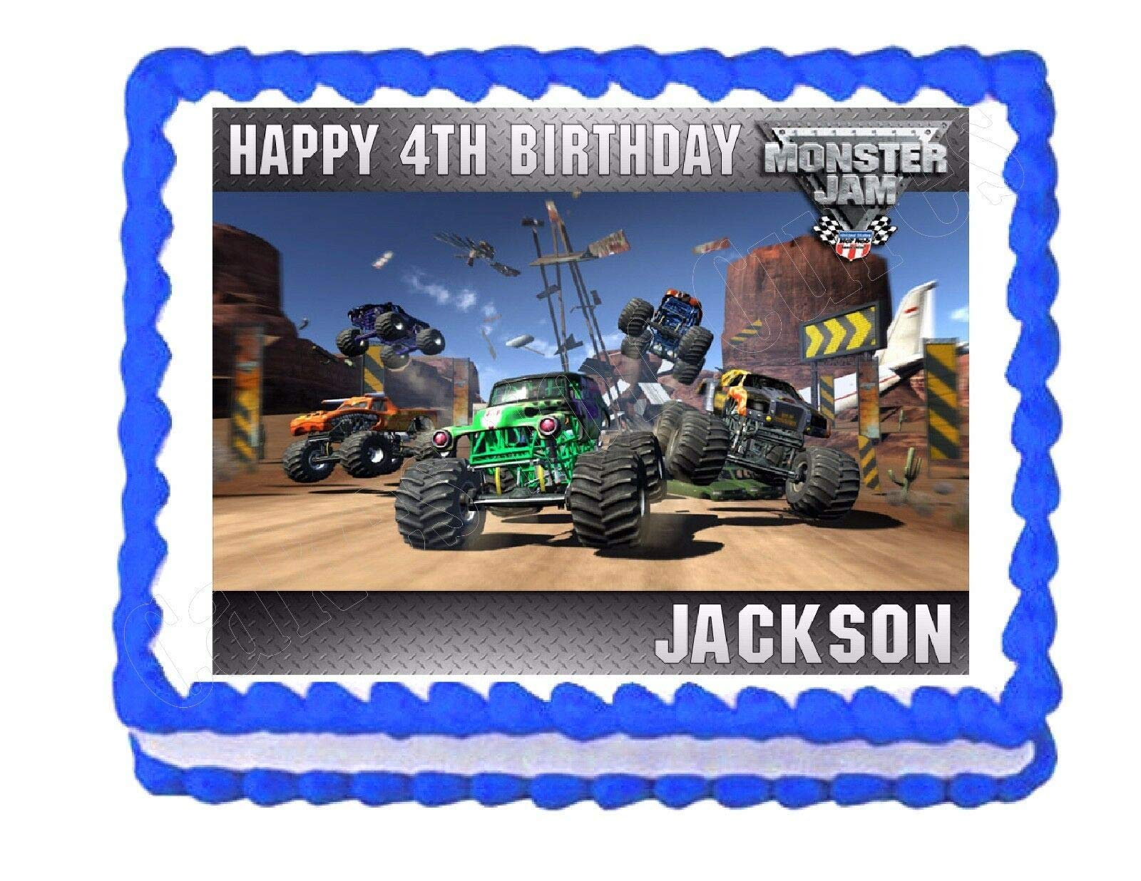 Monster Jam Edible Cake Topper - Custom Printed Edible Image for Birthday Cakes, Cupcakes & Party Desserts - Perfect for Monster Truck Themed Parties & Kids Birthday Celebrations