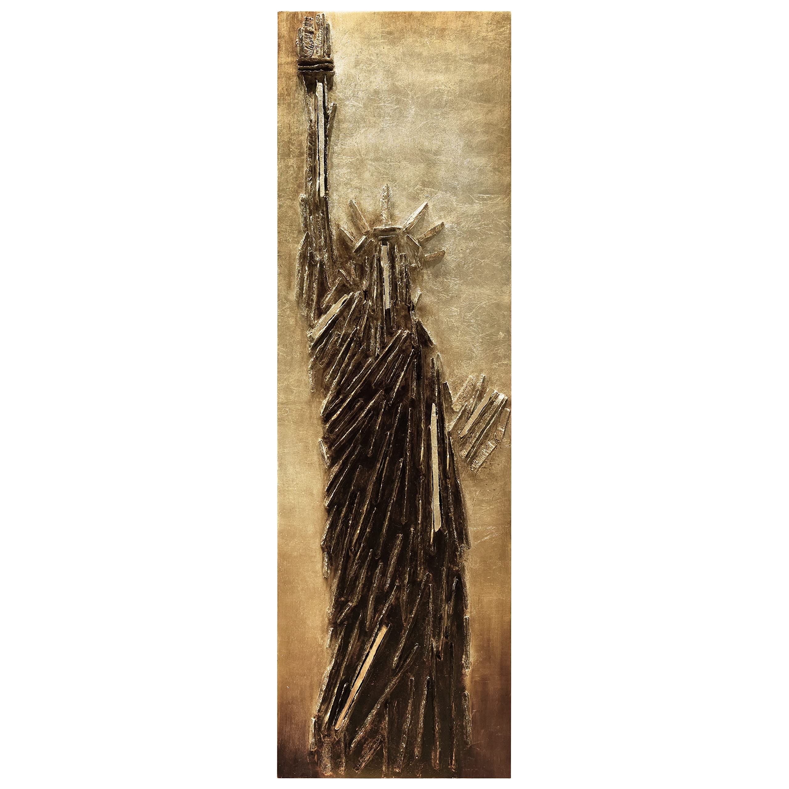 Premium 3D Wood Wall Art with Gold Leaf - Empire Art Direct Rugged Blocks Liberty Design (72