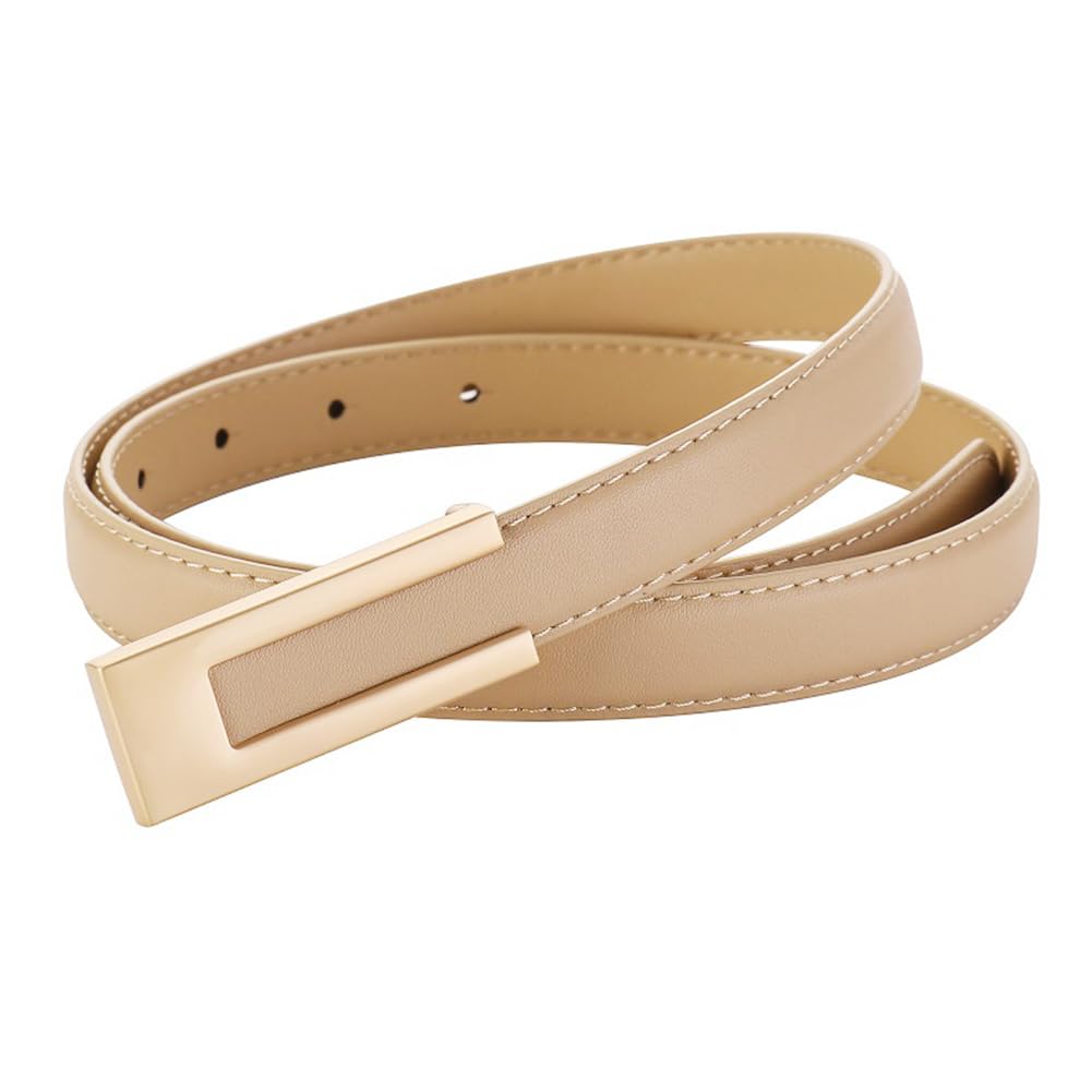 Slim Leather Belt for Women - Gold Buckle for Dresses & Jeans