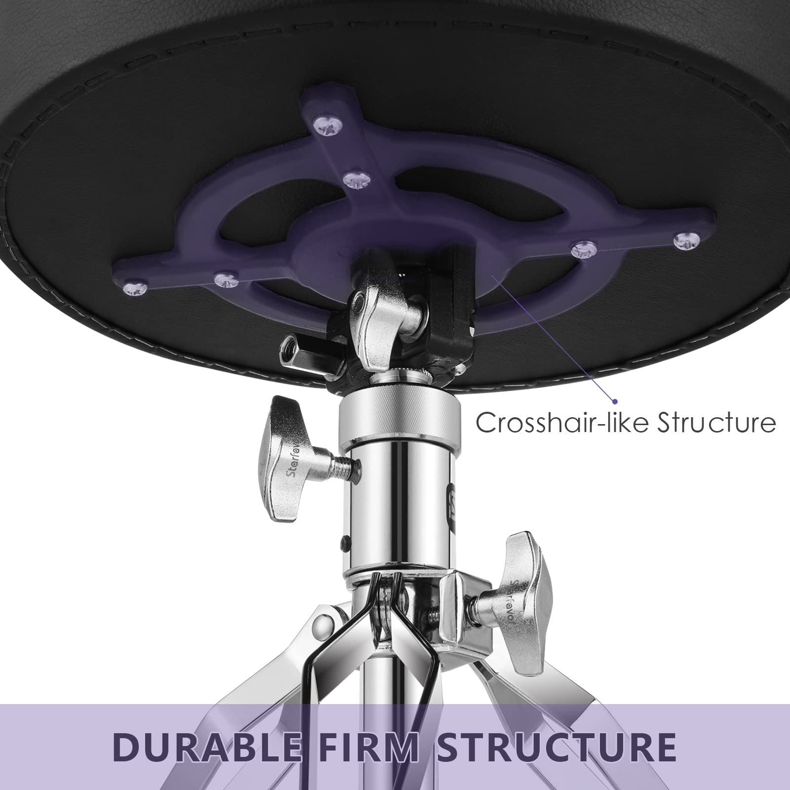 Starfavor Drum Practice Pad with Snare Stand & Adjustable Drum Throne Set - Includes 5A Drumsticks for Home Practice, Studio Sessions & Live Performances