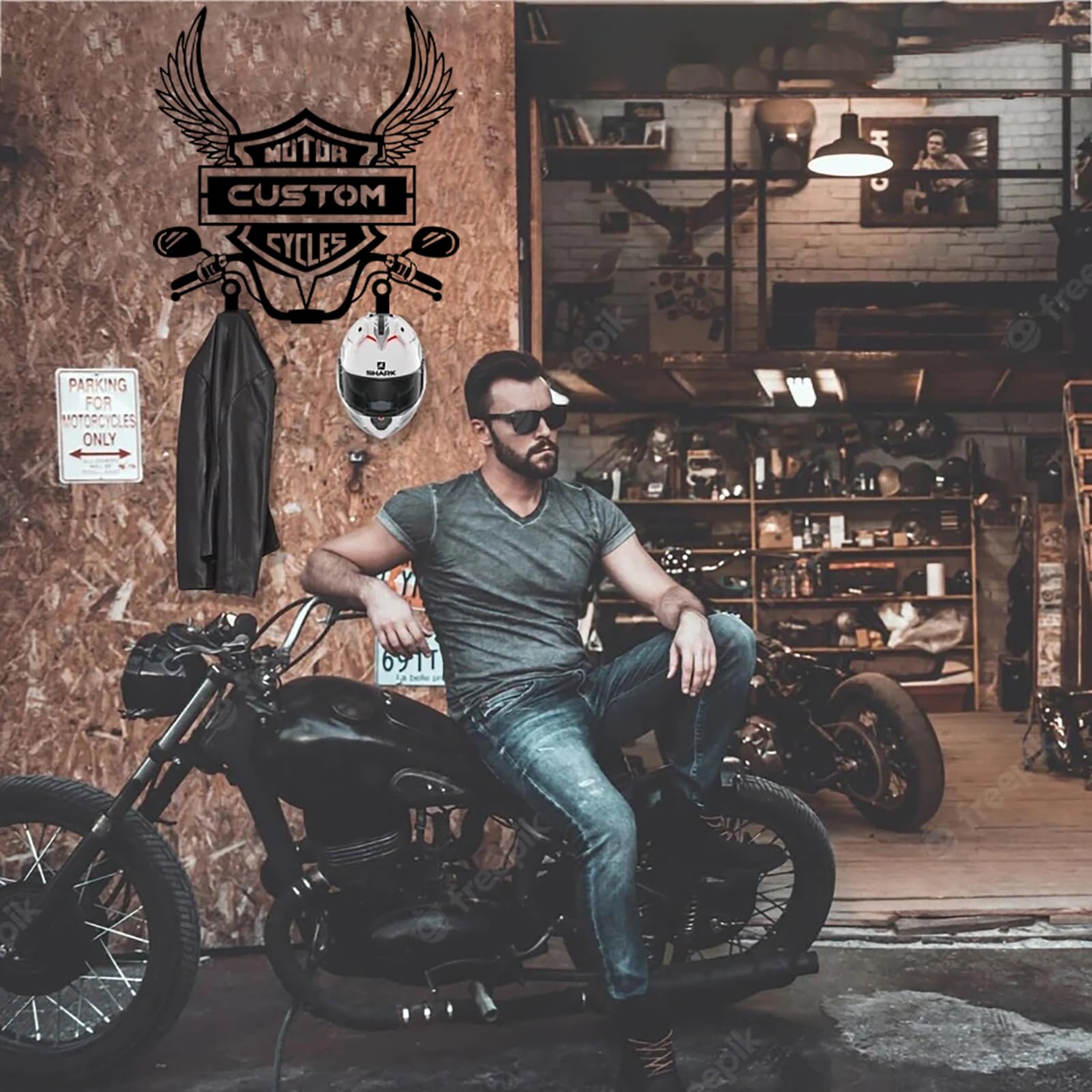 Custom Motorcycle Helmet Wall Mount - Personalized Helmet Rack & Storage for Home Garage