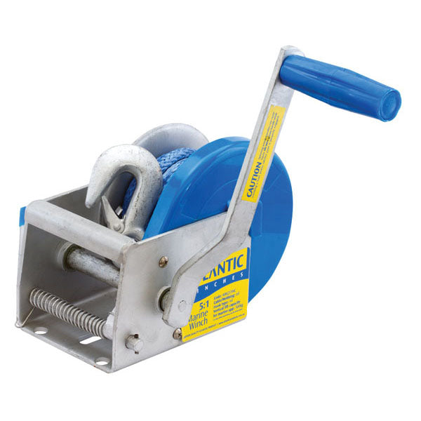 Atlantic 5:1 Boat Trailer Winch with Snap Hook - 700kg Capacity for Safe & Easy Boat Loading/Unloading - Perfect for Marine, Fishing & Water Sports Enthusiasts