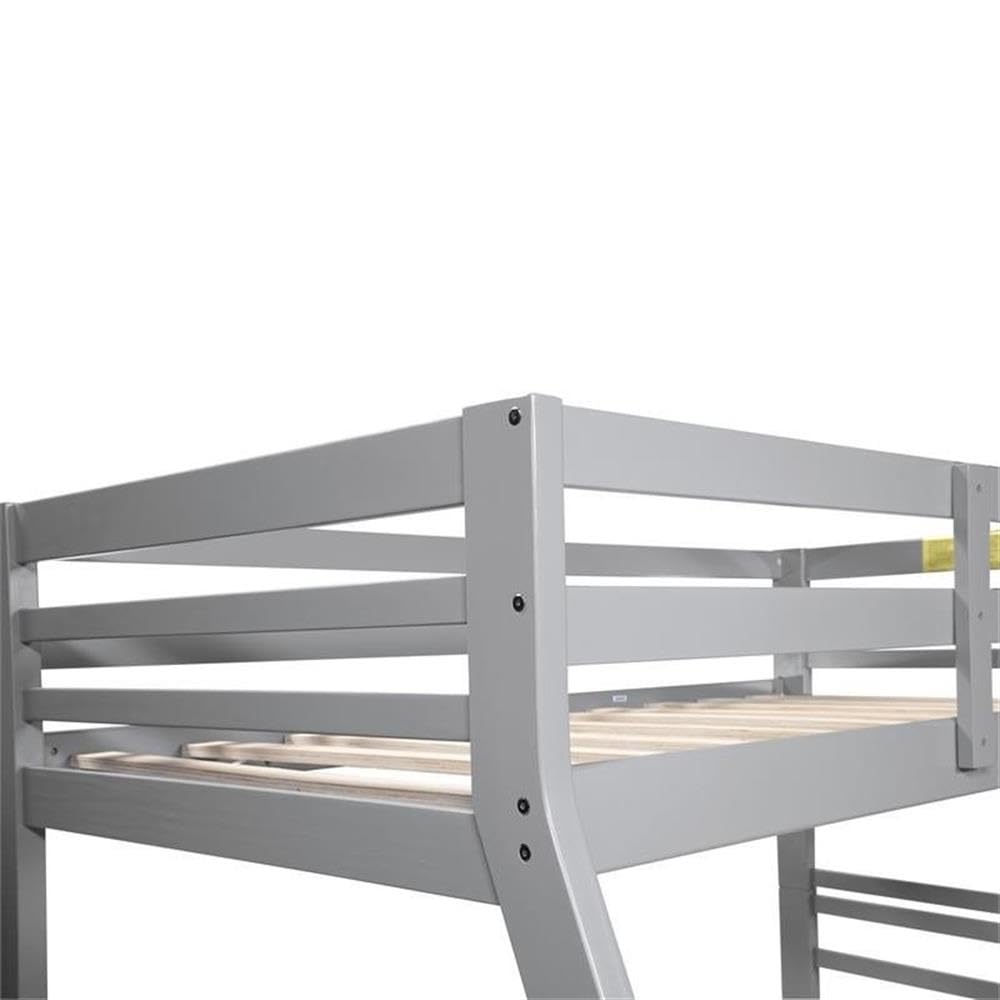 BOWERY HILL Twin Over Full Wood Bunk Bed with 2 Storage Drawers in Gray - Space-Saving Kids Bedroom Furniture for Small Rooms & Shared Spaces