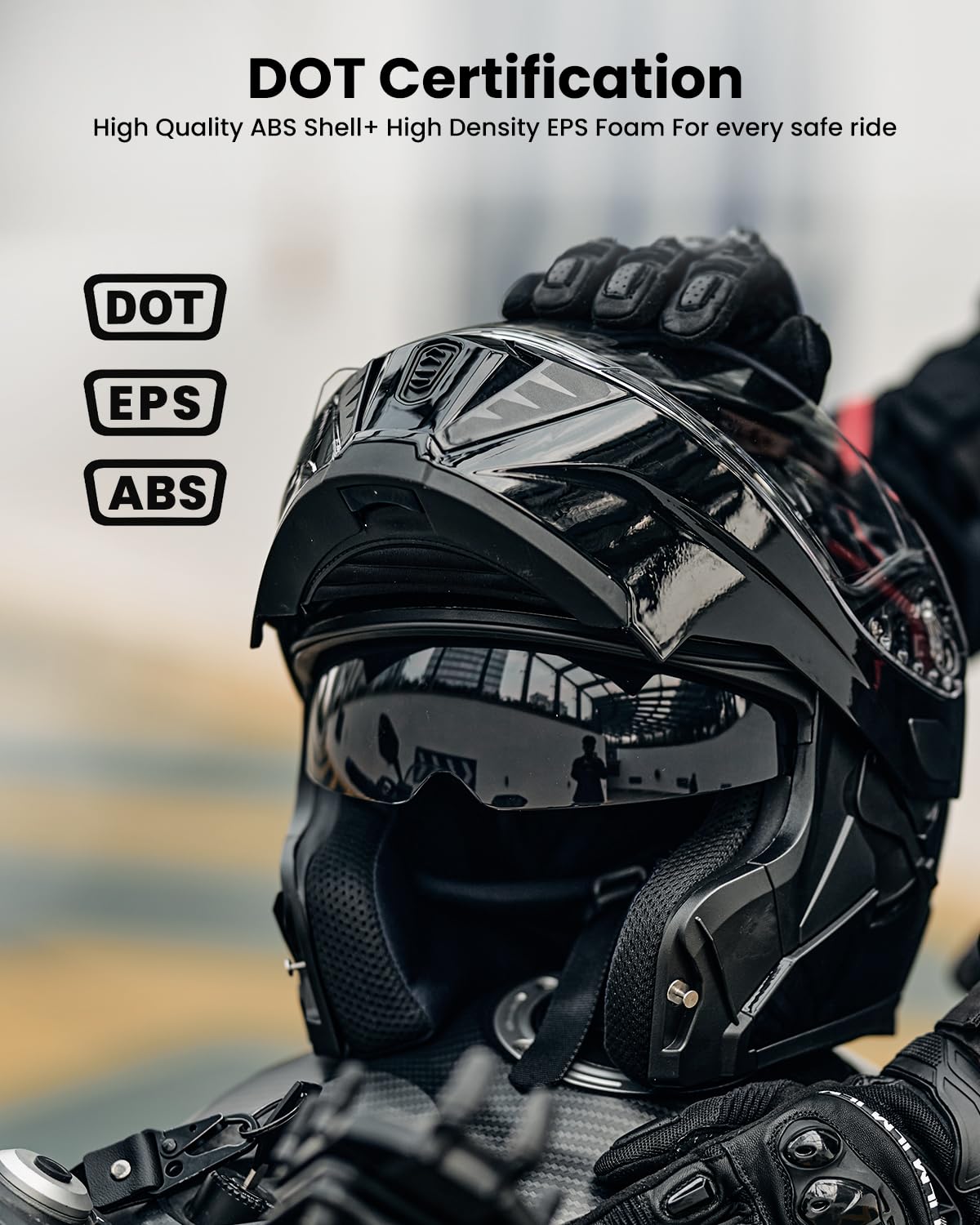 DOT Approved ILM Modular Full Face Motorcycle Helmet for Adults - Flip Up Dual Visor with Optional LED Tail Light | Commuting, Touring & Street Riding Safety Gear